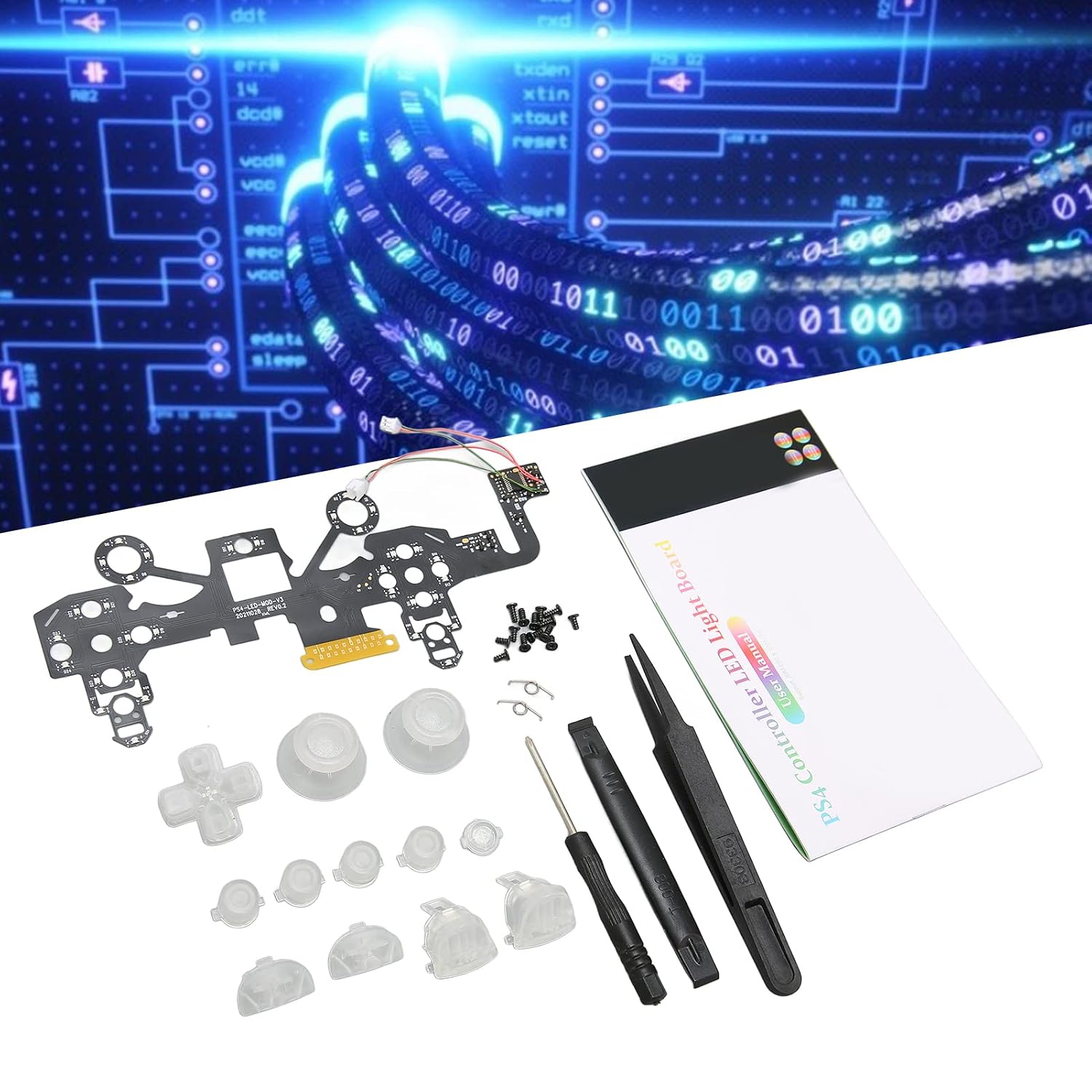 Controller Parts for , Luminated Led Kit 8 Colors 19 Modes Diy Replacement Controller Screwdriver Repair Kit for Controller
