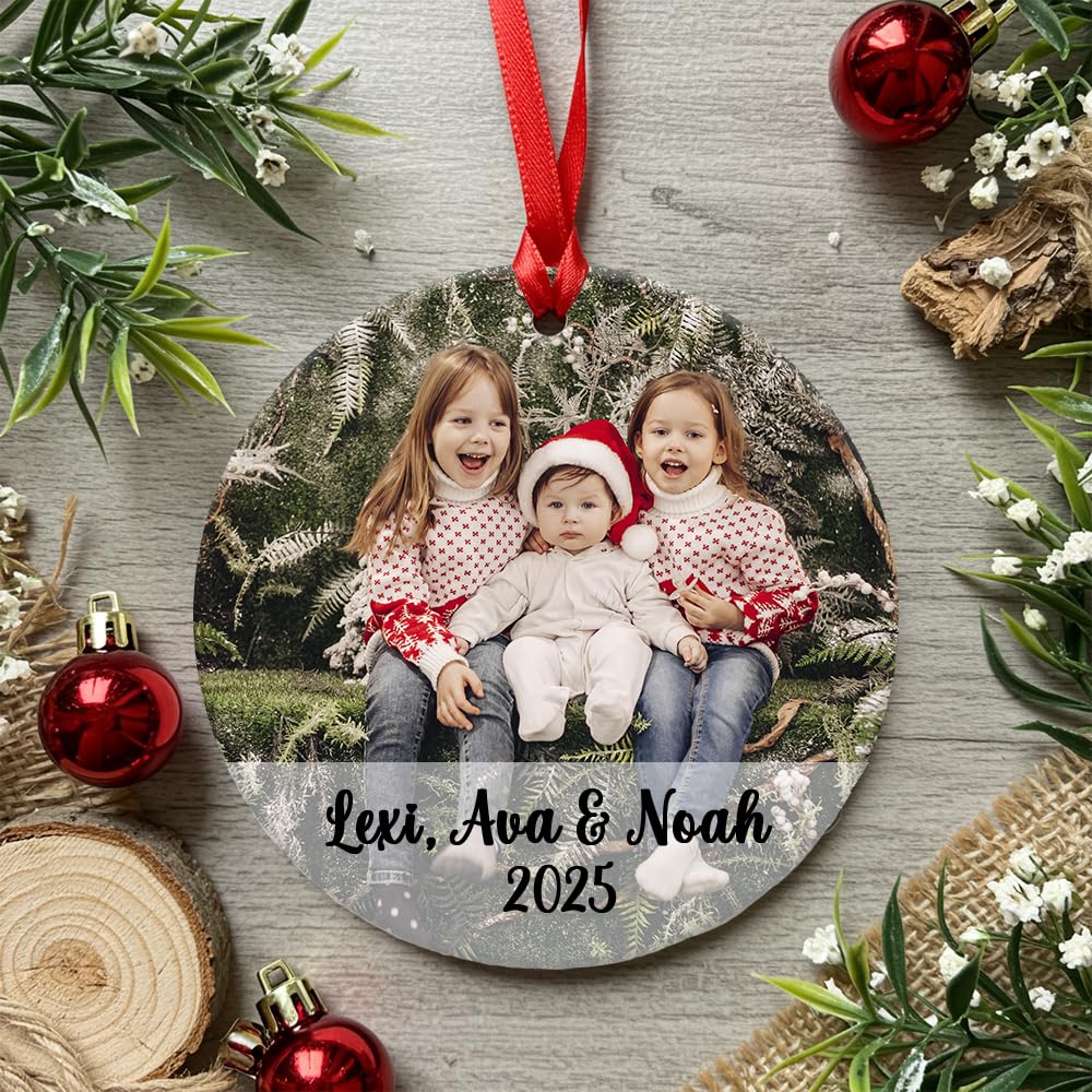 Personalised Photo Bauble - Customised with any text and Photo - Personalized Christmas Tree Image Decoration