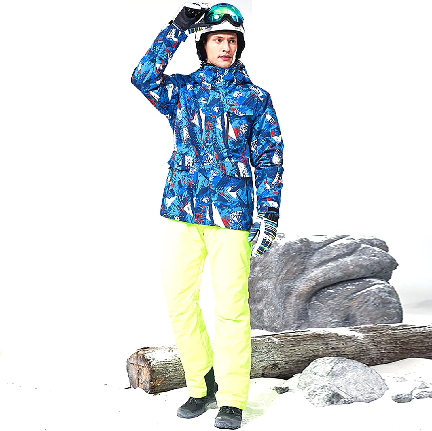 Men's Ski Suit Constant Temperature Technology Tie-dye Design Coat Snowboarding Jackets & Pants Outdoor Wear
