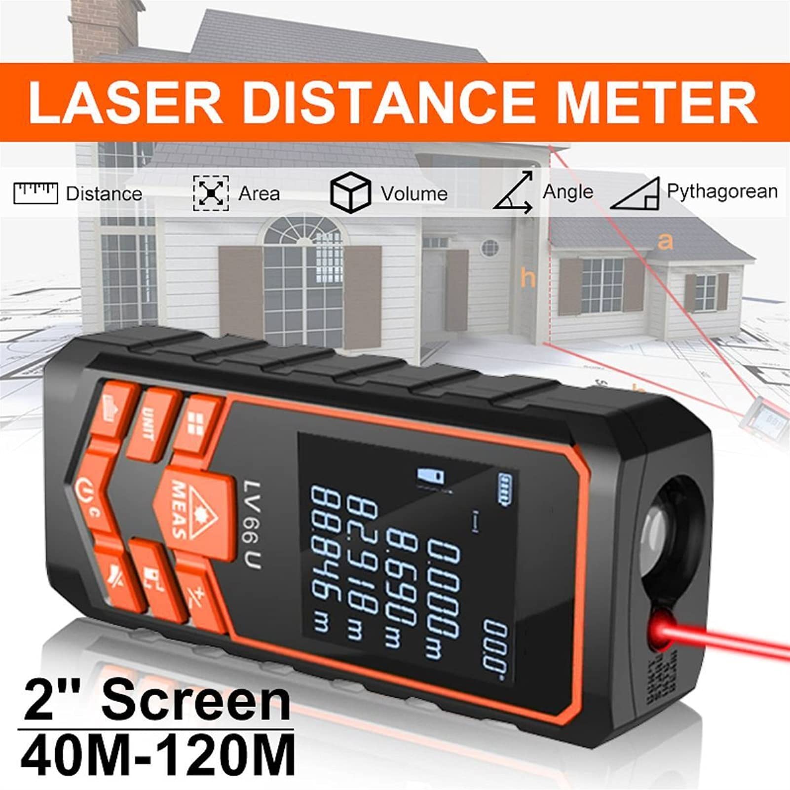 ZTBH Herramientas de medición Finder de Rango, medidor de Distancia de la cámara de Rango Inteligente, Ruleta electrónica de la rulera Digital Cinta métrica Carpintería (Measurement Range : 80m)