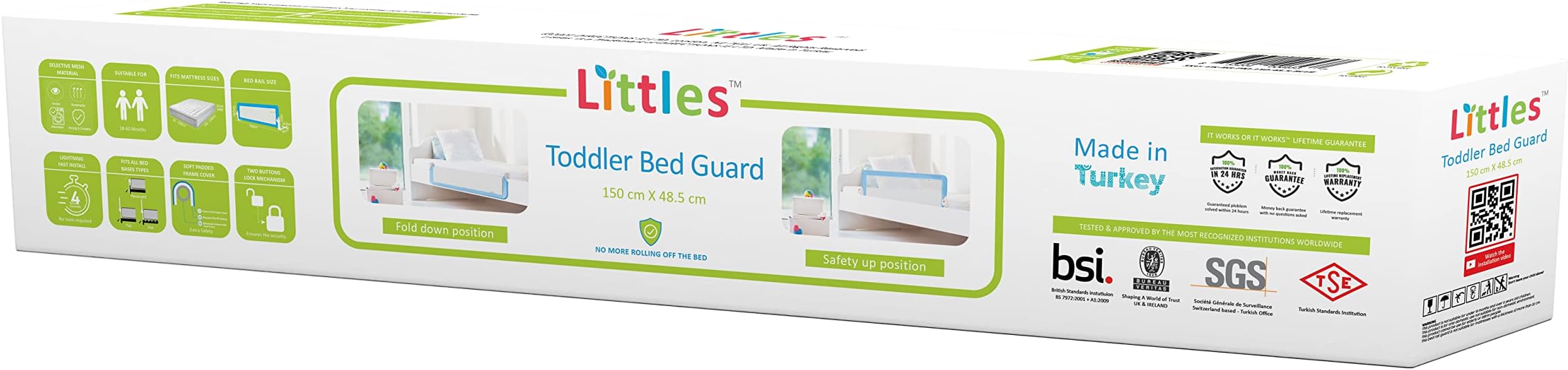 Littles Bed Guard Rail for Toddler, Child & Baby. Fits Single, Double