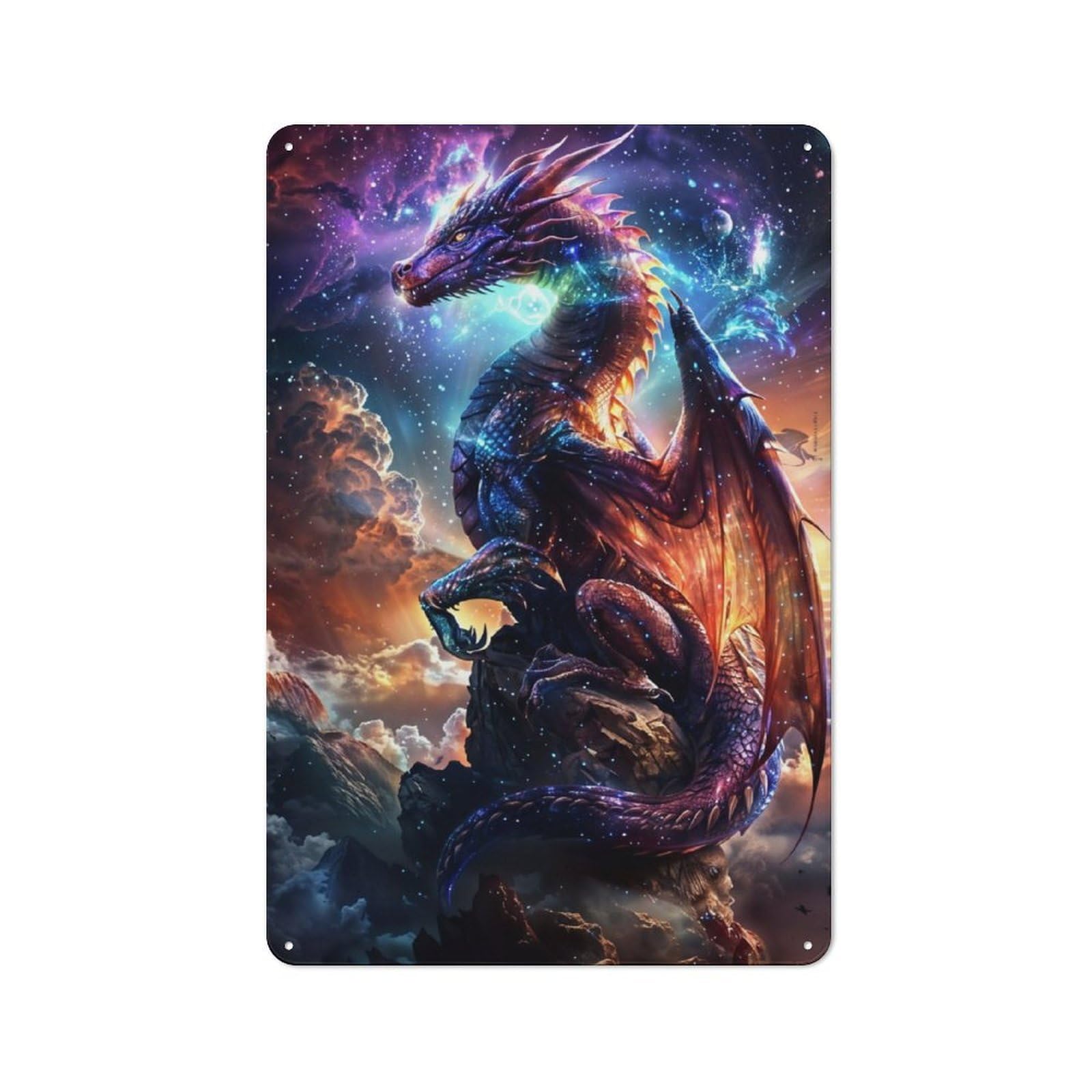 Junmoney Astral Dragons Dream Metal Plaque 30X20cm With For Workshop Wall, Retro Decor, A New Home Gift For Collectors Of Metal Signs