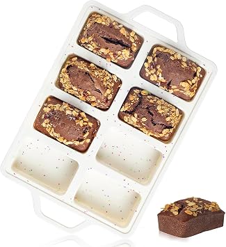Mini Loaf Pan, Metal Reinforced Silicone Mini Bread Loaf Pan Nonstick Cornbread Pan 8 Cavities Silicone Molds for Baking Bread, Loaf, Meatloaf, Brownie, Butter