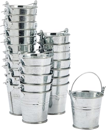 Miniatura 8 de Juvale Mini cubos de metal – 2 x 2 pulgadas, color plateado, paquete de 24 – Mini cubos de lata y latas de metal con asas para recuerdos de fiesta,