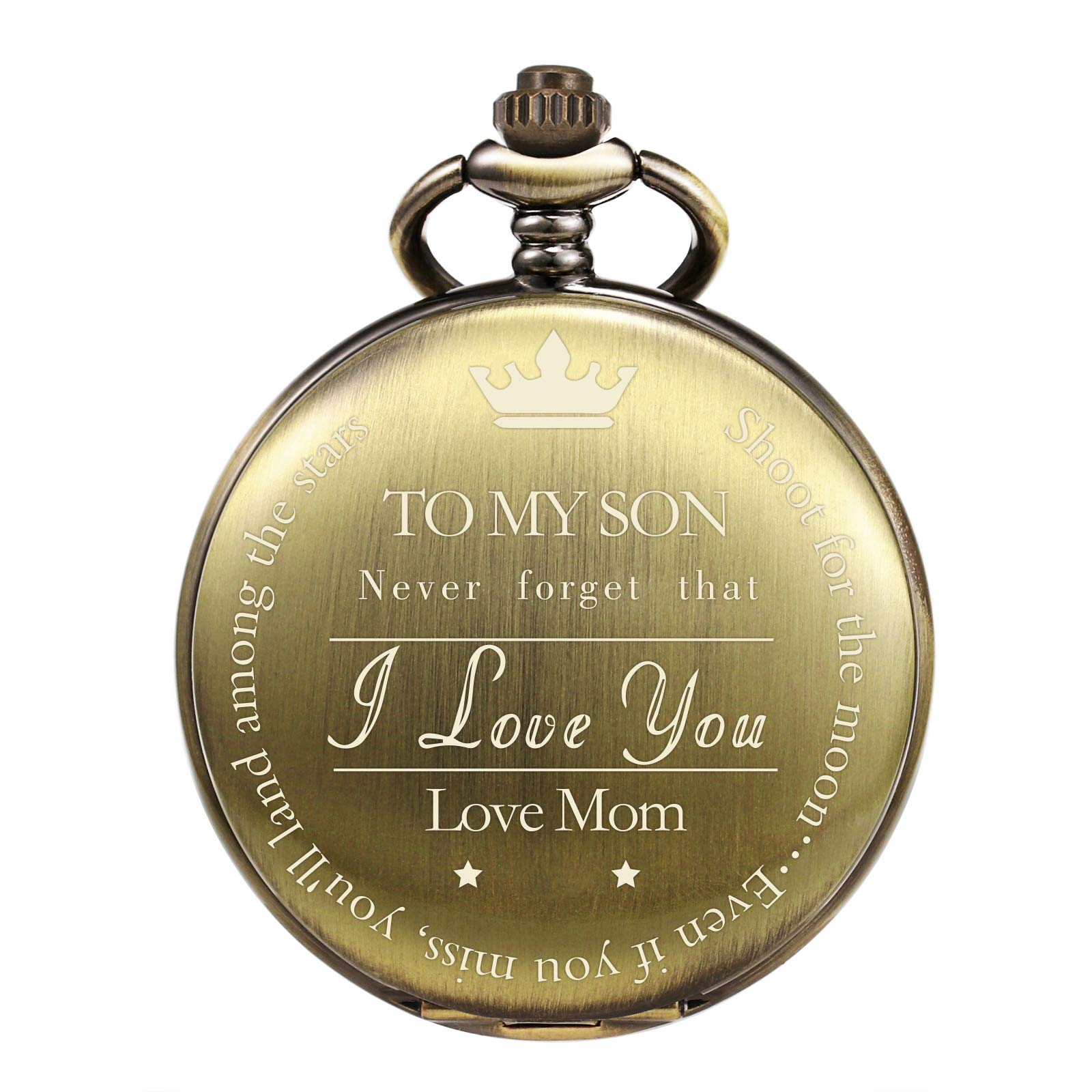 Pocket Watch to My Son | Mother and Son - Graduation Gifts for Him 2020 - Engraved “to My Son Love Mom” Pocket Watches - for Son from Mom for Christmas, Valentines Day, Birthday-image-13