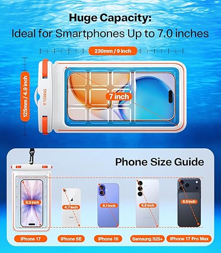 Miniatura 8 de TORRAS IPX8 - Funda impermeable para teléfono flotante, pantalla subacuática táctil, a prueba de agua con cordón para iPhone 17 Pro Max 16 S25,