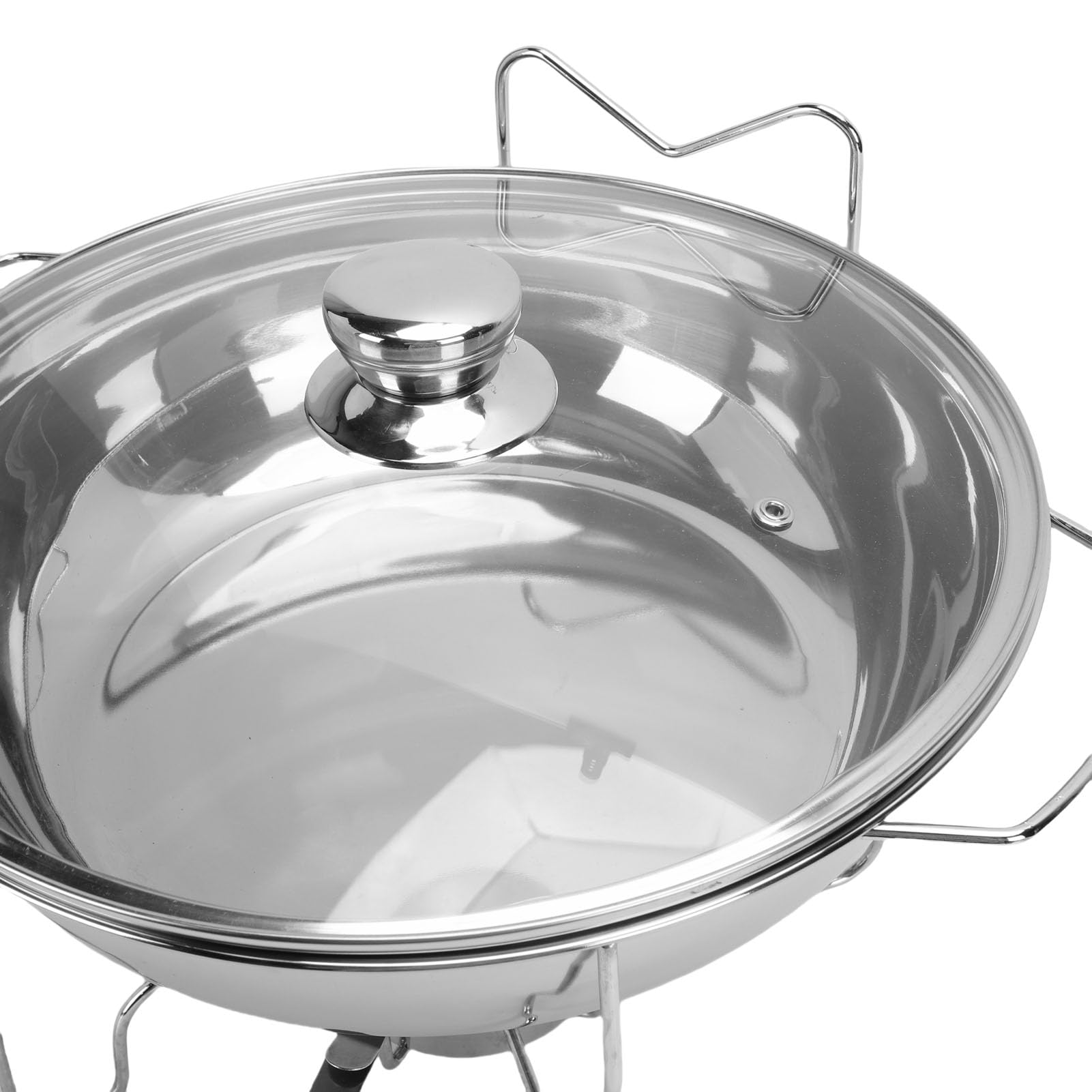 Generic Juego de Calentador de Buffet de Acero Inoxidable, Plato Redondo para Frotar con Tapa de Vidrio Ventilada para Catering y Banquetes (3.5L)