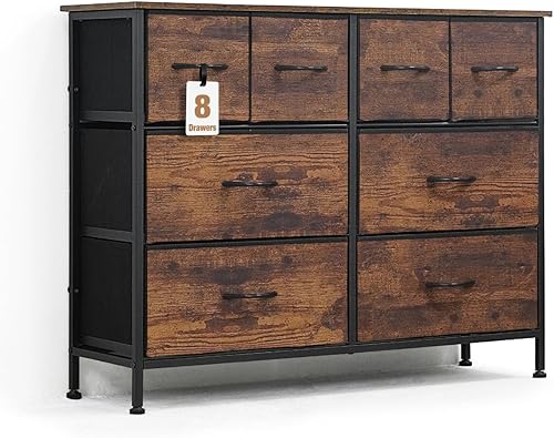 CAPHAUS Torre de almacenamiento de cajones con 8 cubos de tela, almacenamiento de lavandería, unidad de clasificación, cómoda, organizador con