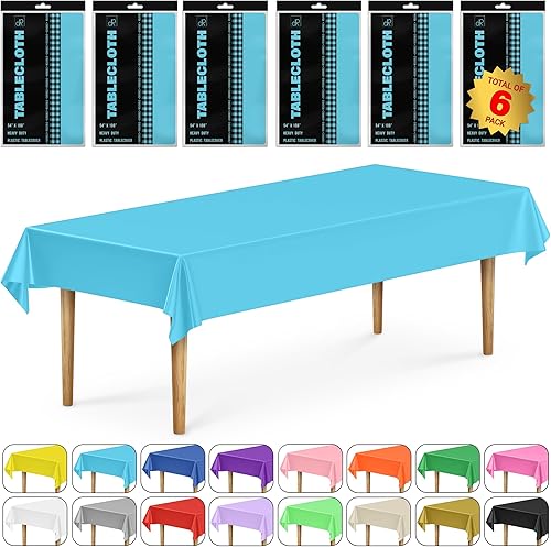 Miniatura 30 de DecorRack 2 manteles rectangulares de plástico sin BPA, 54 x 108 pulgadas, manteles rectangulares para mesa de comedor, fiestas, pícnic, campamento