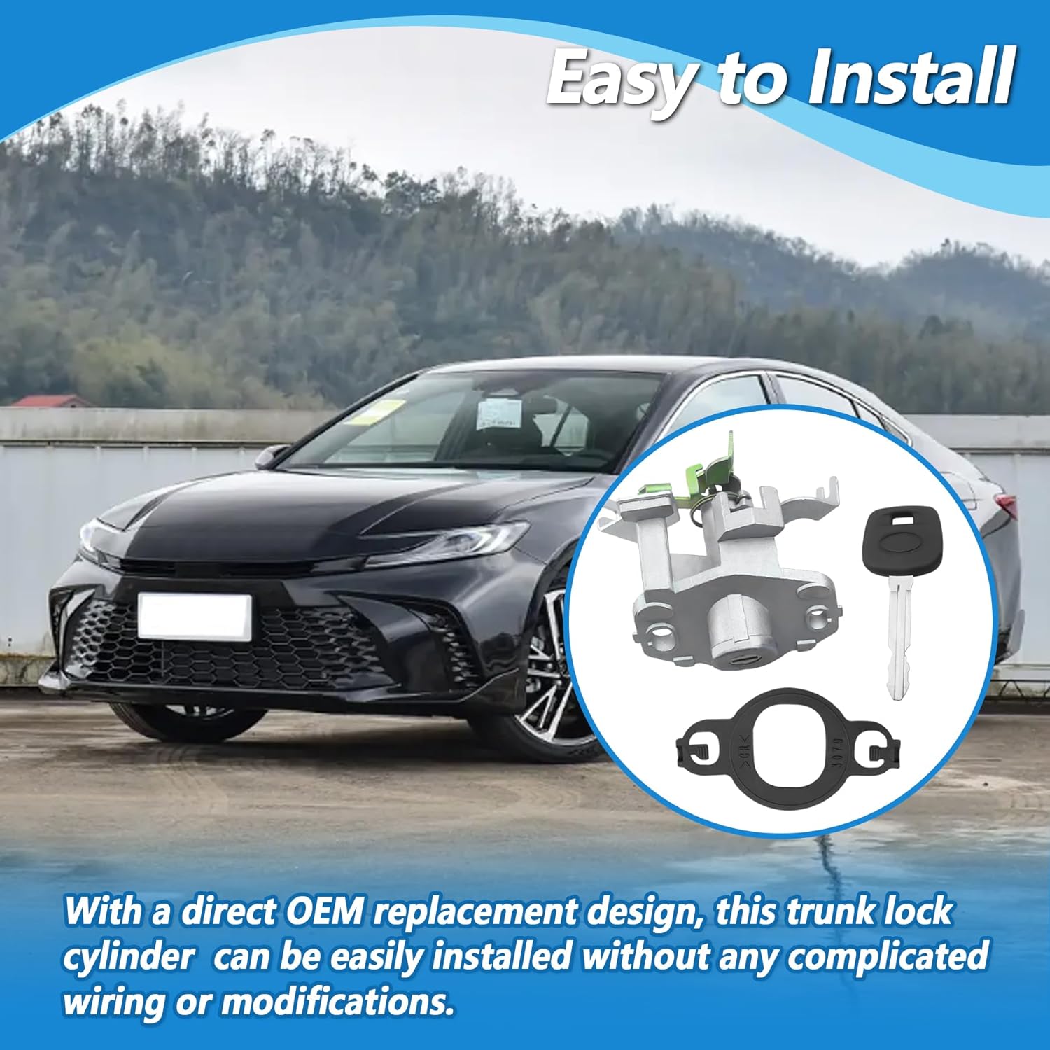 69055-06070 Trunk Lock Cylinder Fit for Toyota Camry 2007-2011, Key Cylinder for Trunk Car Door Locks Replace 6905506070