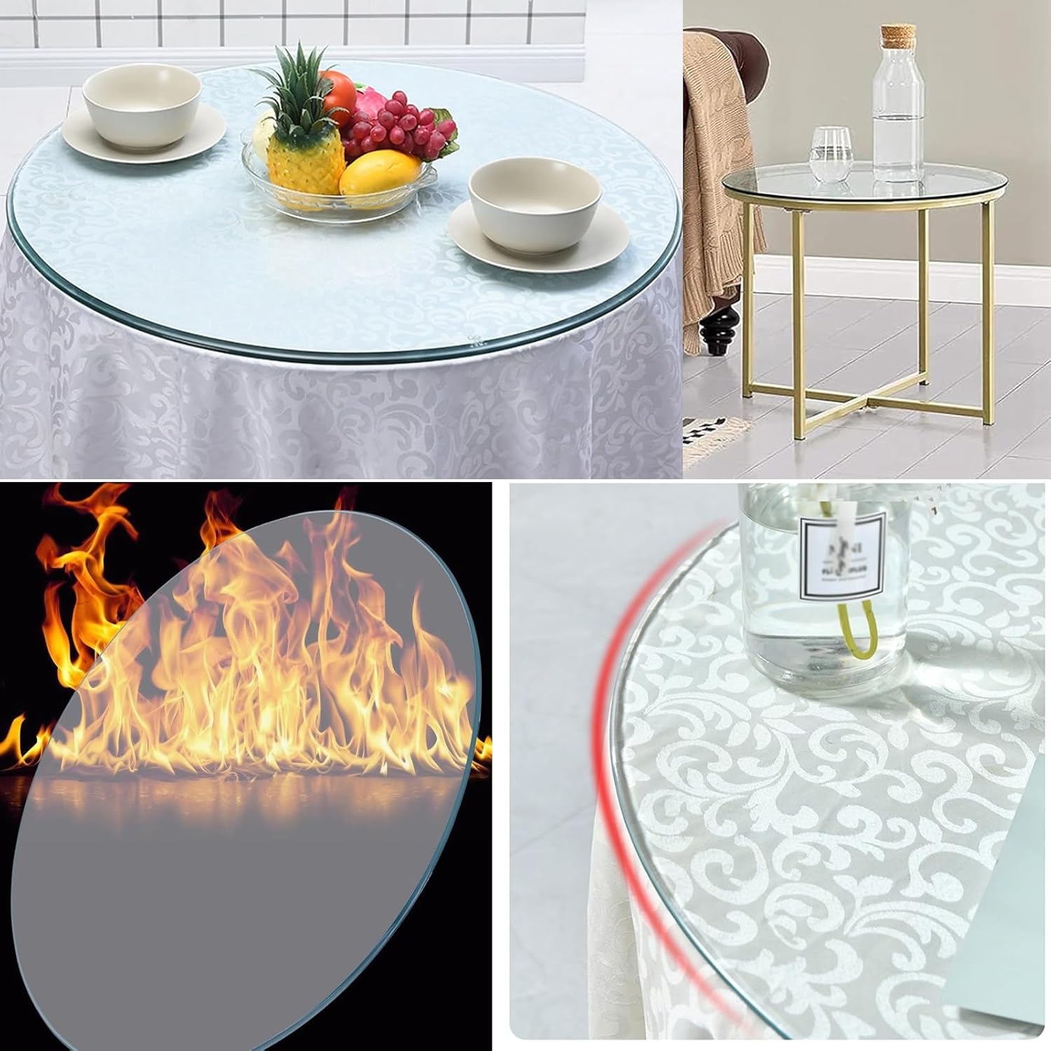 HJXGQJM Table Top Round Glass Top for Coffee Table, 35cm-100cm, Round Clear Circular Plate Glass, Versatile and Easy to Clean, Sturdy and Wear-resistants Tempered Glass Table Top(48CM(19INCH))