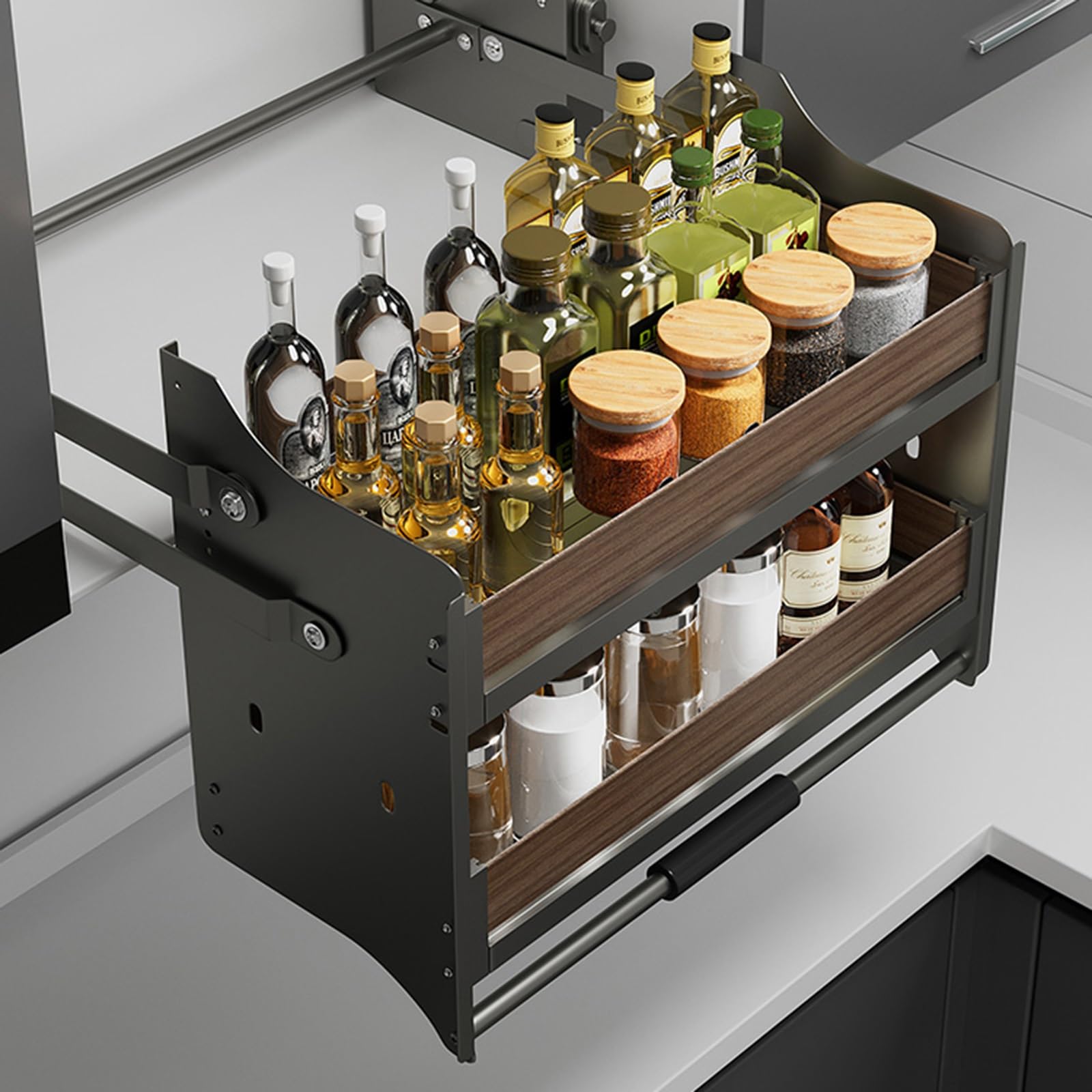Scaffale a 2 ripiani per cucina, bar e caffetteria, con 4 pesi (61 x 26 x 53 cm) per soluzioni salvaspazio
