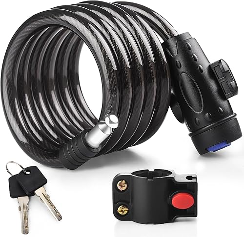 Candado de bicicleta, 4 pies3.9 ft Diyife - Candados de cable para bicicleta con 2 llaves, resistente a la intemperie, cable de seguridad antirrobo