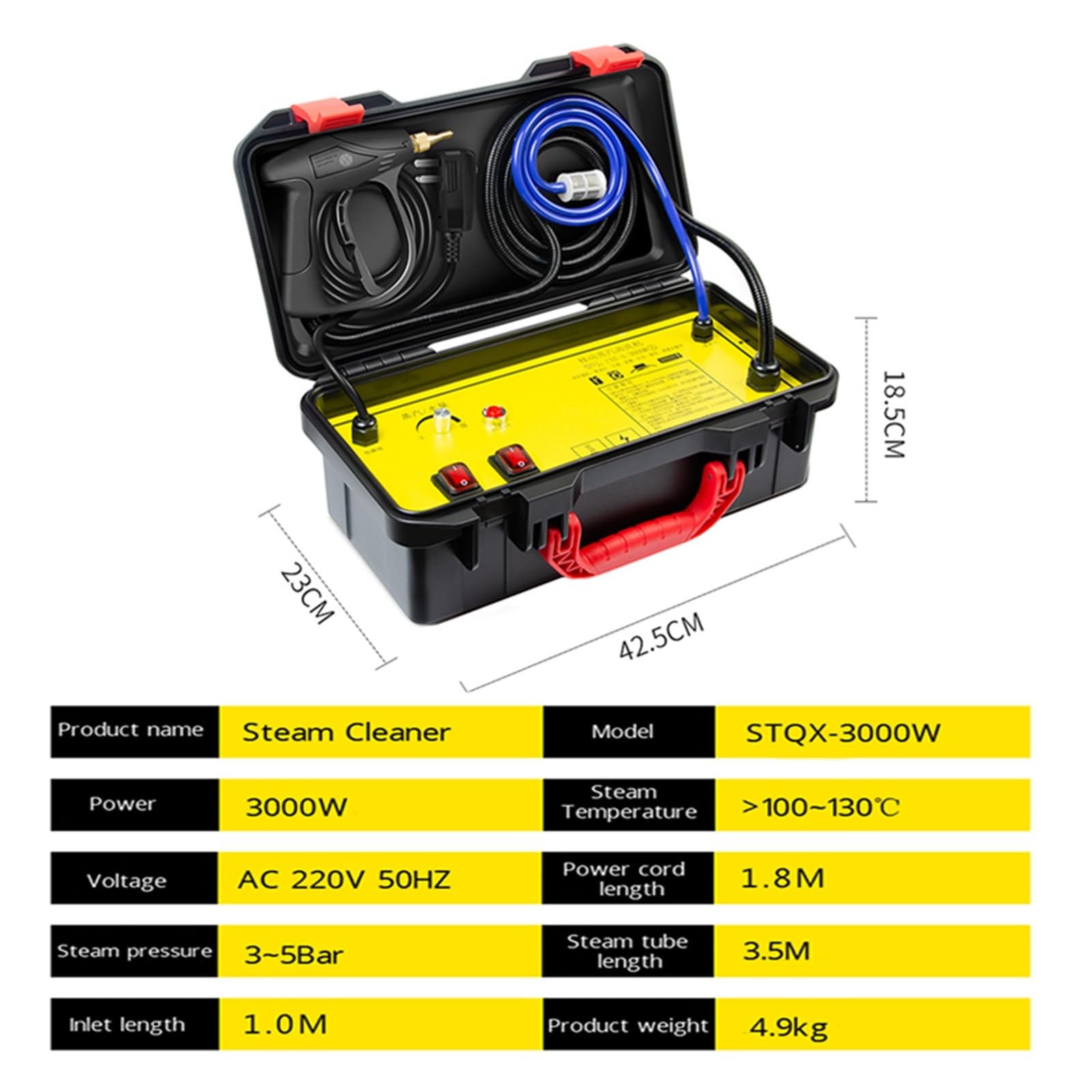 Limpiador a vapor, Limpiador de for cocina doméstica, limpiador alta presión, máquina limpieza aire acondicionado, lavadora Para pisos y coche(Yellow)