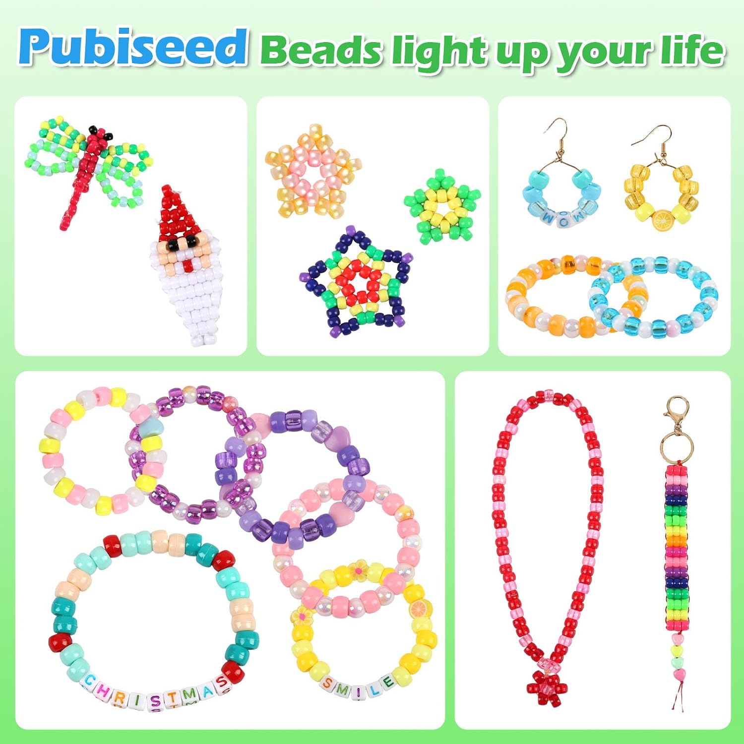Pubiseed 10000PCS Pony Beads Bulk,48 Colors Kandi Bracelet Making Kit Bead