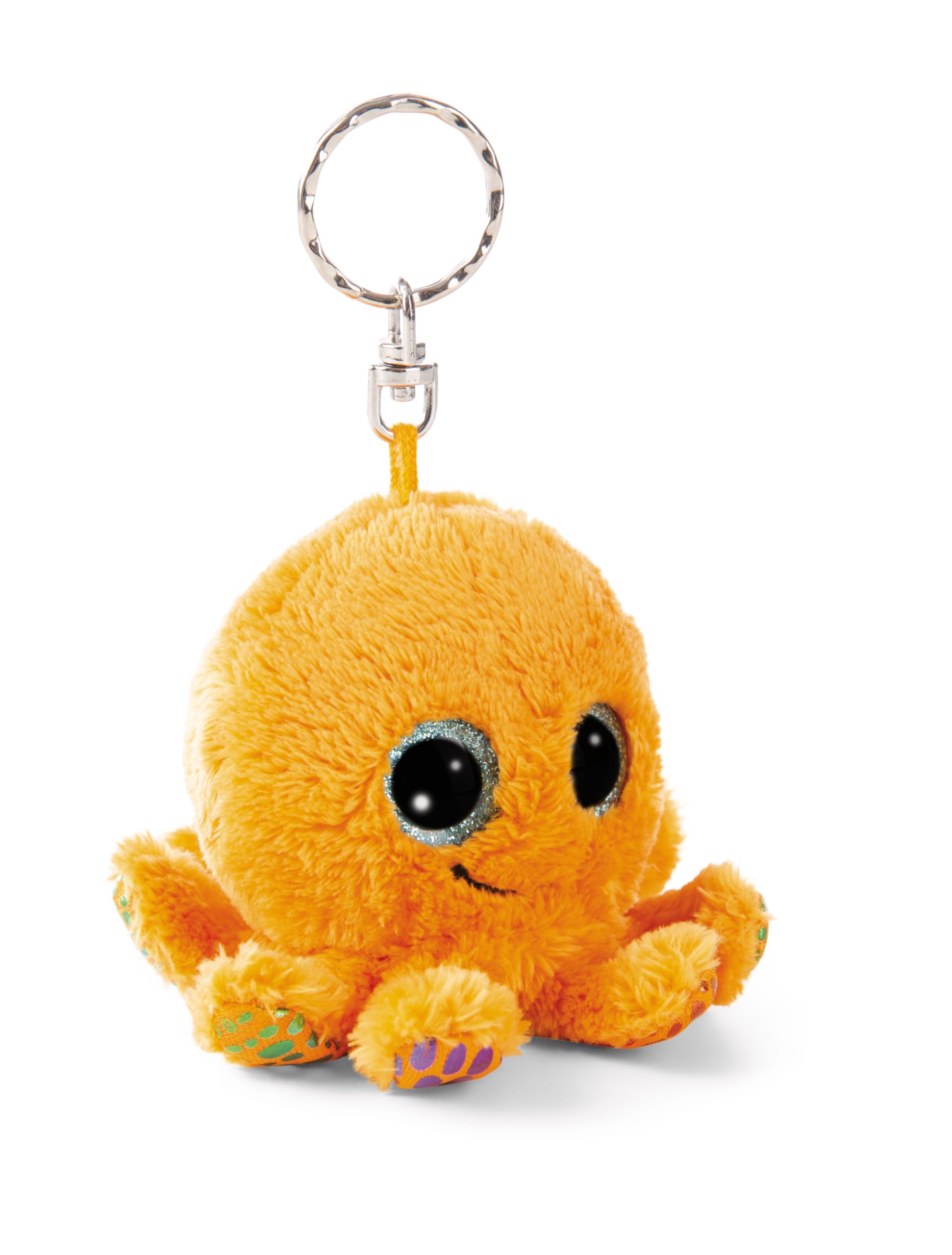 NICI Keyholder GLUBSCHIS octopus Olly Polly 9cm - orange - Plush companion for backpack or bag, cuddle charm with metal ring for keychain & key holder | 61840
