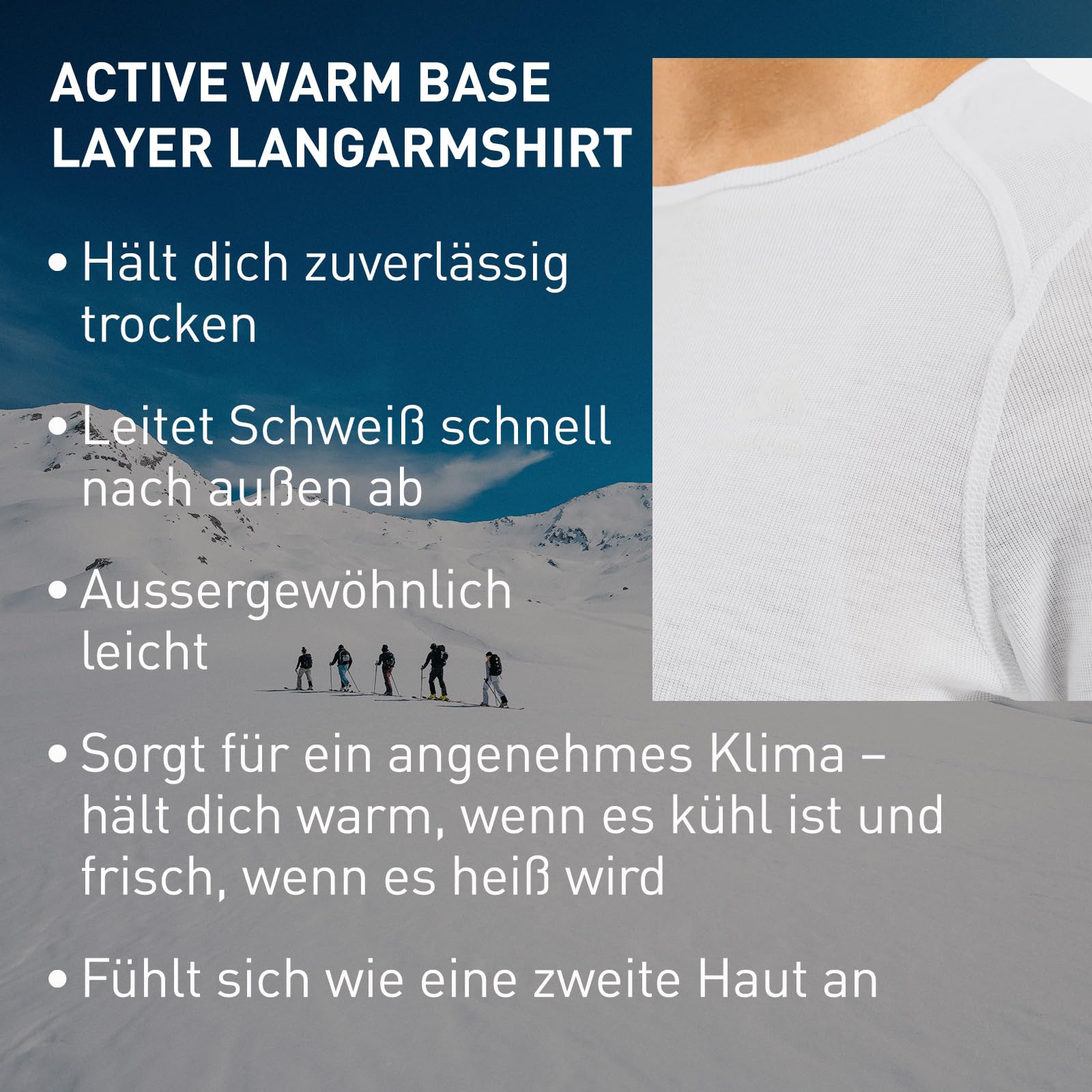 Odlo Thermounterwäsche Herren Active Warm I Langarm Thermoshirt I Warme Skiunterwäsche