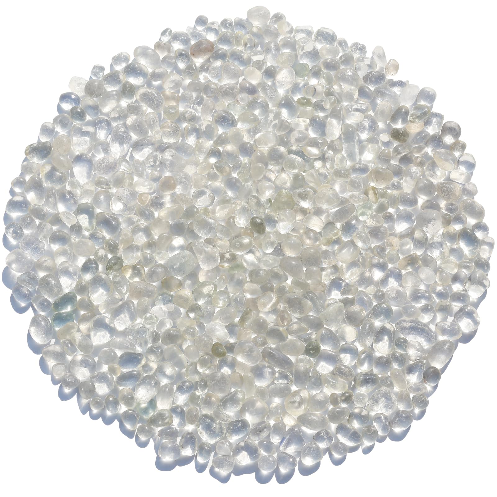Sea Glass Stones - White Clear Glass Pebbles Gemstones - Perfect for Aquarium Rocks, Fish Tank Gravel, Vase Fillers, DIY Crafts, and Home Decor (0.9LB/14oz)