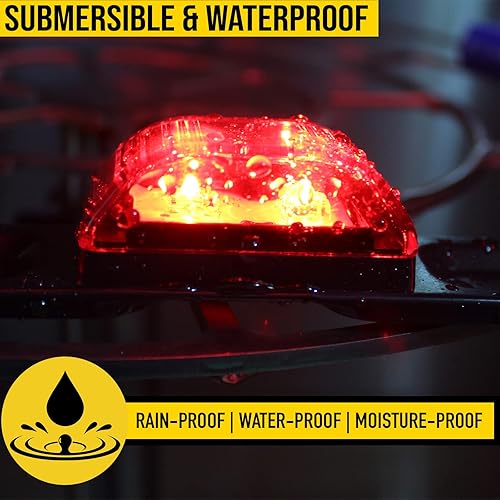 Miniatura 4 de MaxxHaul 70449 Barra de luz LED roja de identificación (impermeable, sellada y base de acero inoxidable, camiónremolque), rojonegro