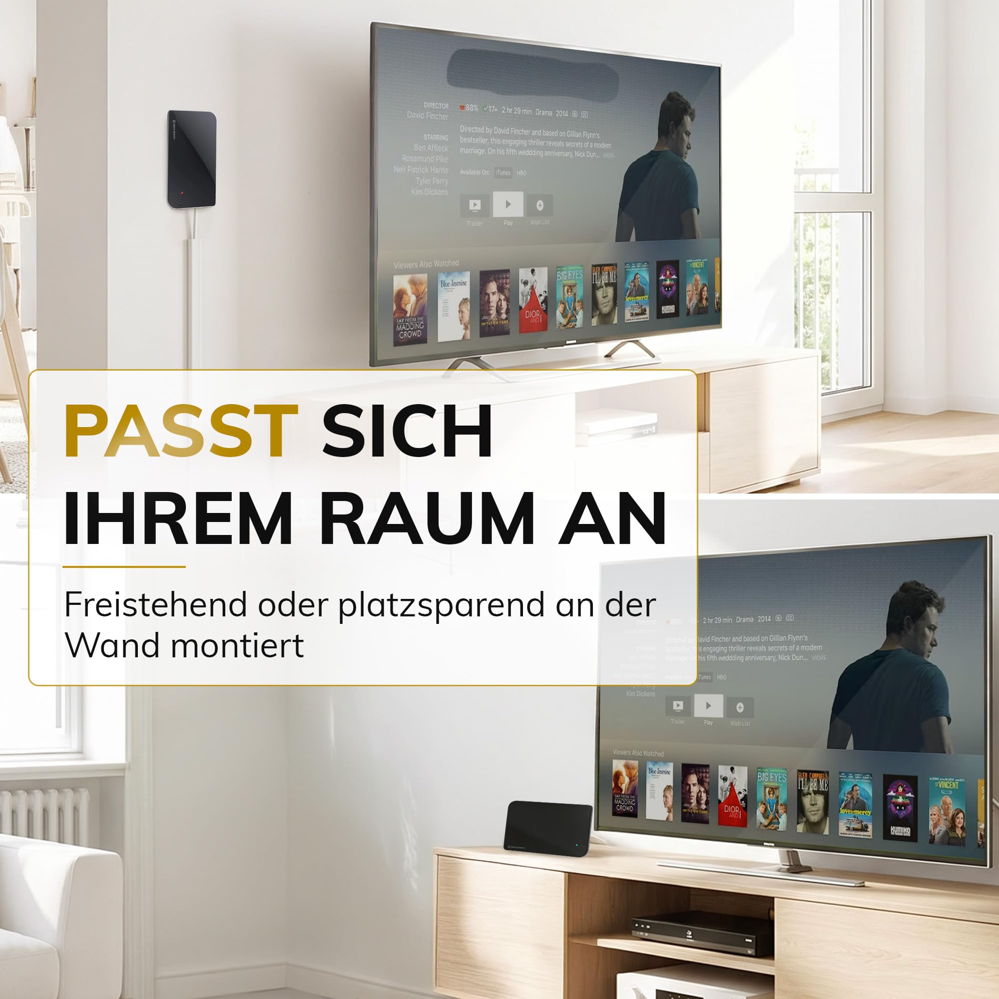 Oehlbach D1C17236 Scope Vision antena 5G DVB-T2 HD – cyfrowa antena pokojowa – aktywny wzmacniacz DVB-T2 – następca naszego zwycięzcy testu – teraz z filtrem 5G, czarna