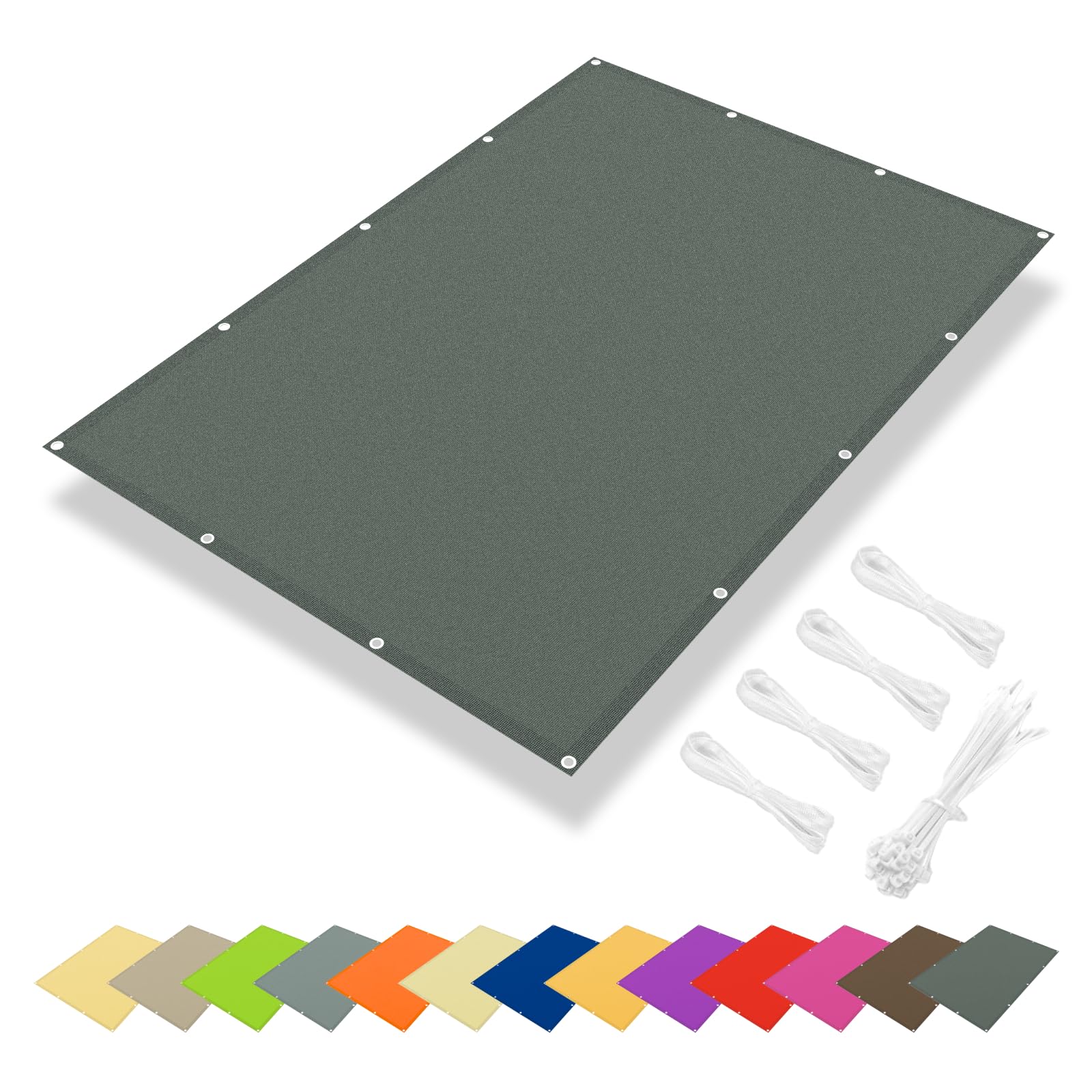 Voile d'ombrage rectangulaire 1x2m gris foncé pour balcon et terrasse
