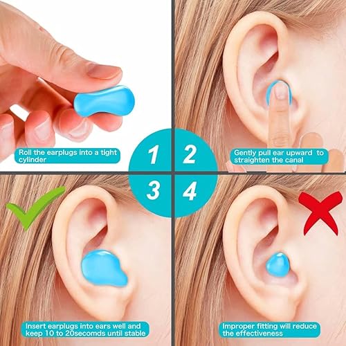 Miniatura 7 de Tapones para los oídos 2022, para cancelación de ruido para dormir, 8 pares de tapones de silicona impermeables y reutilizables con cancelación de
