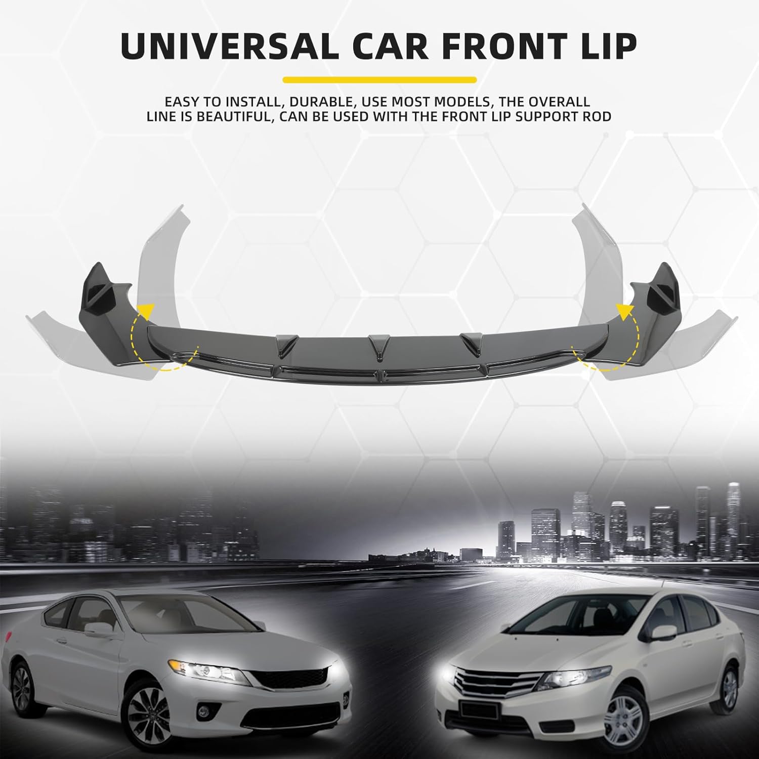 Universal Car Front Bumper Lip Spoiler Splitter Front Bumper Lip Splitter Body Kit Compatible with Honda Civic Accord Chevy Silverado Dodge Durango Corvette C8 C7 Cadillac Nissan Altima Ford