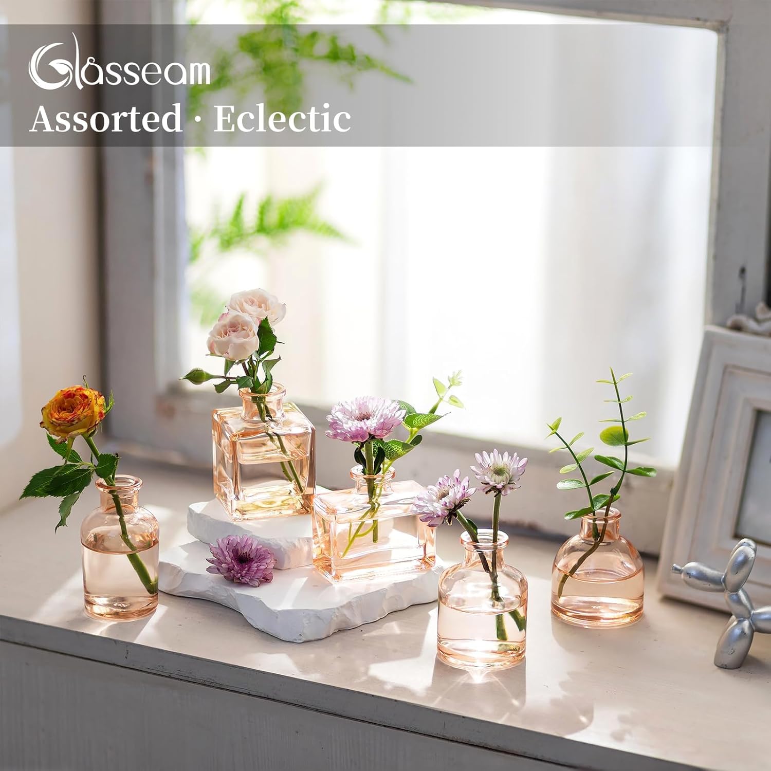 Glasseam Champagne Glass Bud Vase: Mini Small Vases for Centerpieces Cute Flower Vase Set of 5 Tiny Vases for Flowers Decorative Centerpiece for Table Decor Wedding Party Dining Room Decoration - Image 6