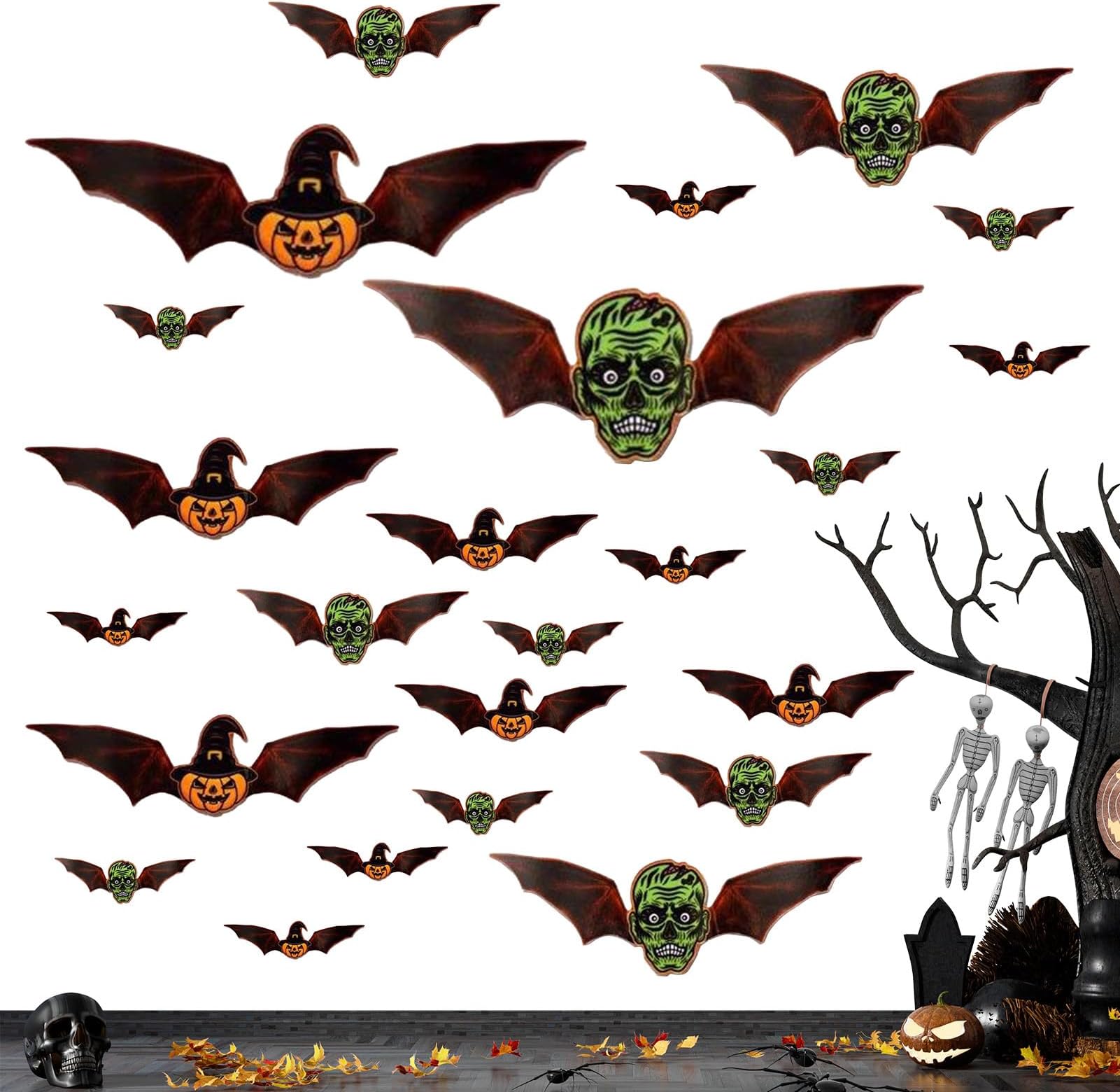 – Bat Wall Decor | 3D Lighted Bat Stickers | Decorative Decals for Home Living Room School Classroom Retail Store Holiday Party
