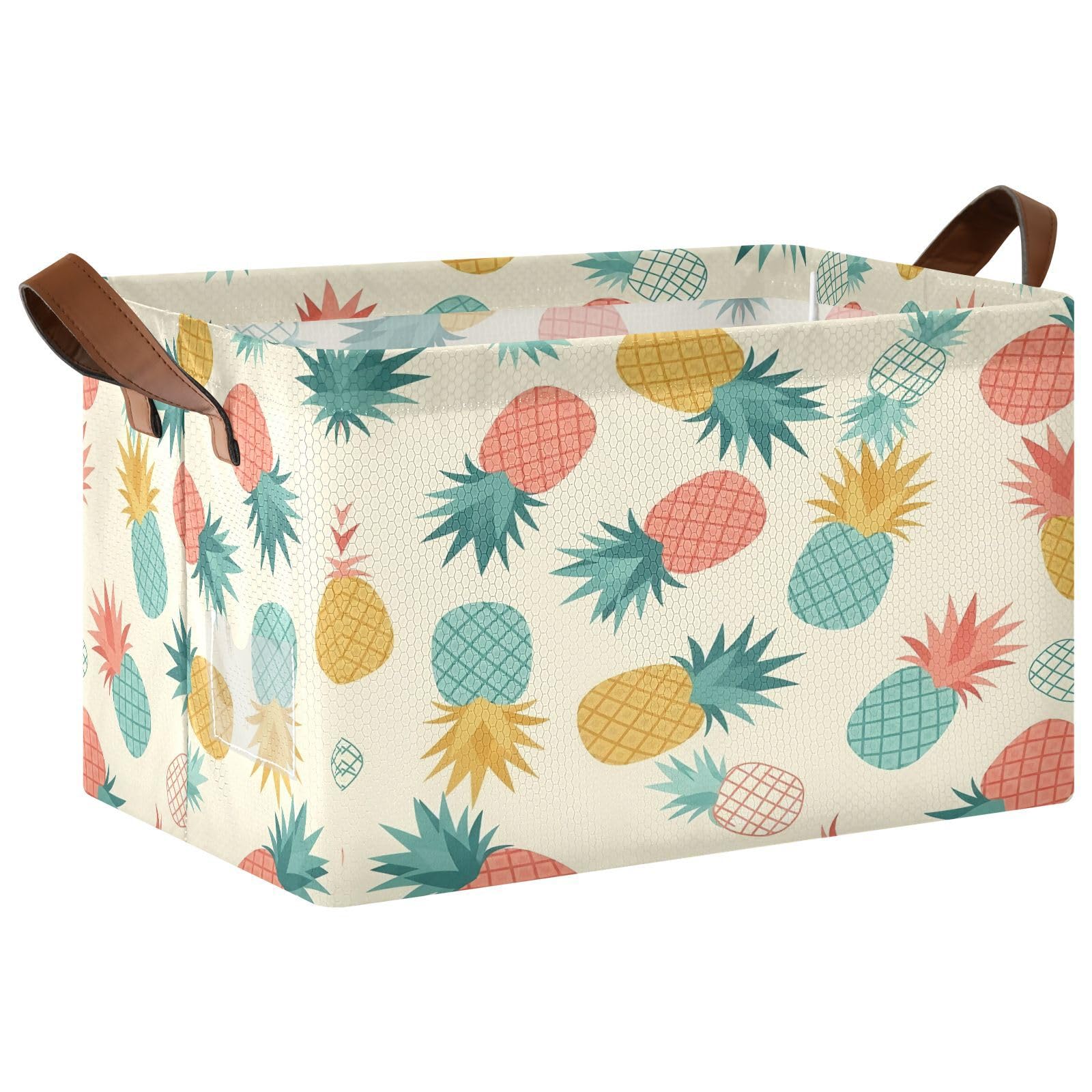 Cgiub Pineapple Storage Basket Waterproof Foldable Storage Bin Baby Laundry Basket Closet Organiser for Nursery Decor Home Organizing