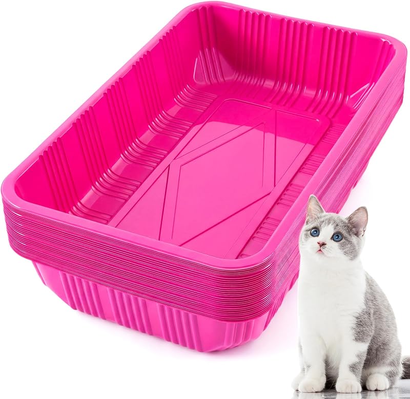 Caixa de Areia Descartável para Gatos em PET Rose Red Tessco for you – Pacote com 30