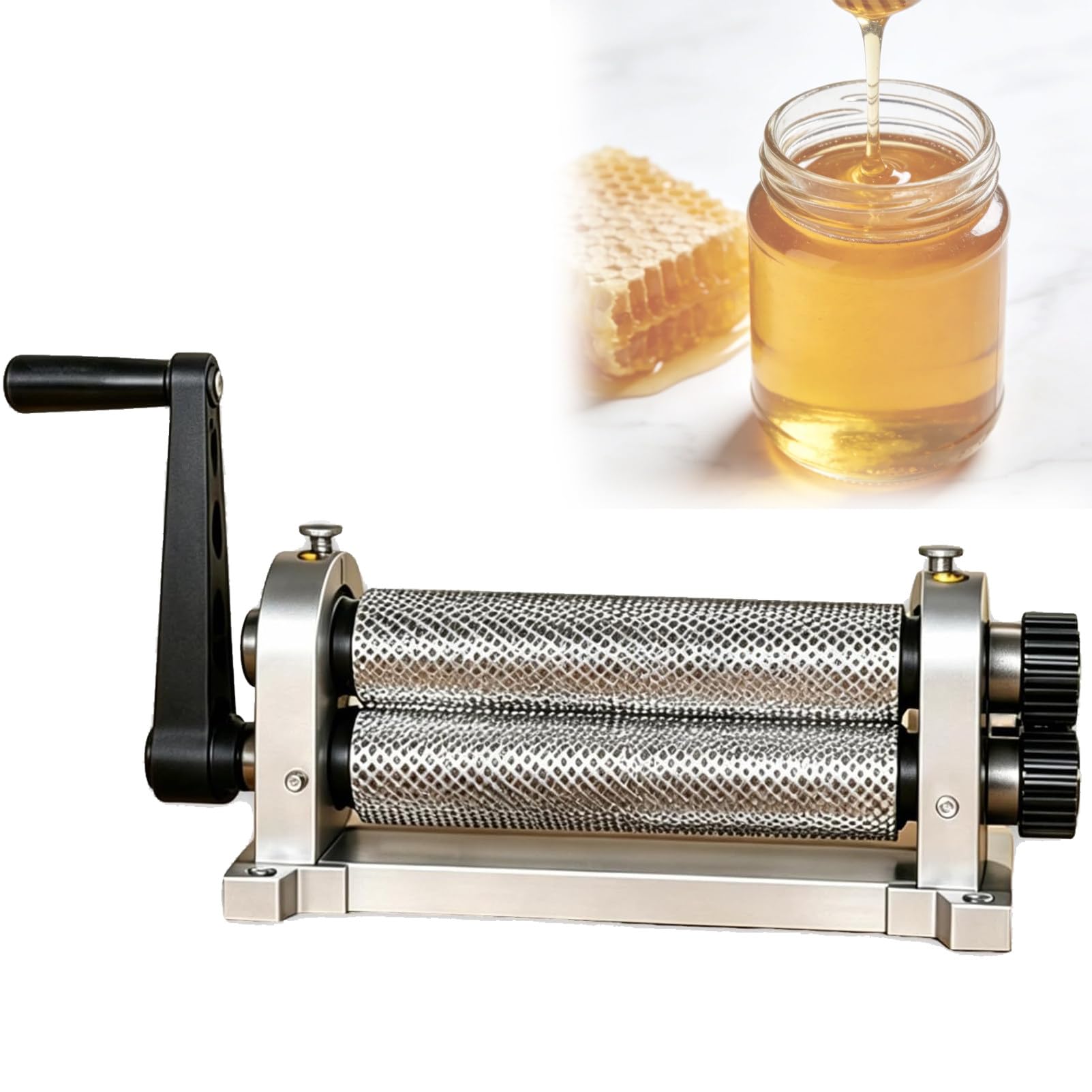 Pnpaea Beeswax Foundation Sheet Press Machine,50 X 280mm Manual Honeycomb Plate Roller for Honey Production, 5.1mm Thickness, Efficient Milling for Beekeepers 4.9mmAperture