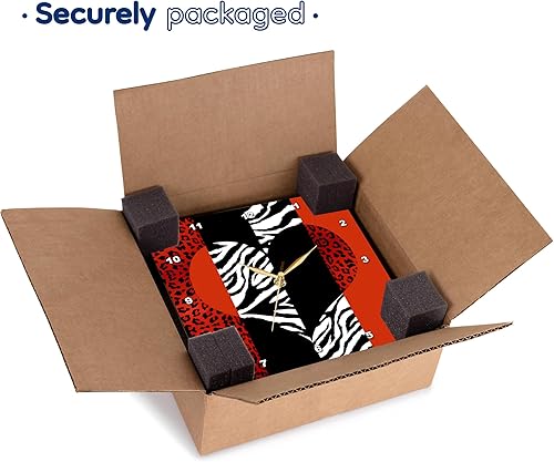 Miniatura 6 de 3dRose dpp_35439_3 Reloj de pared con estampado de leopardo y cebra con estampado de animales rojonegronaranjablanco, 15 x 15 pulgadas