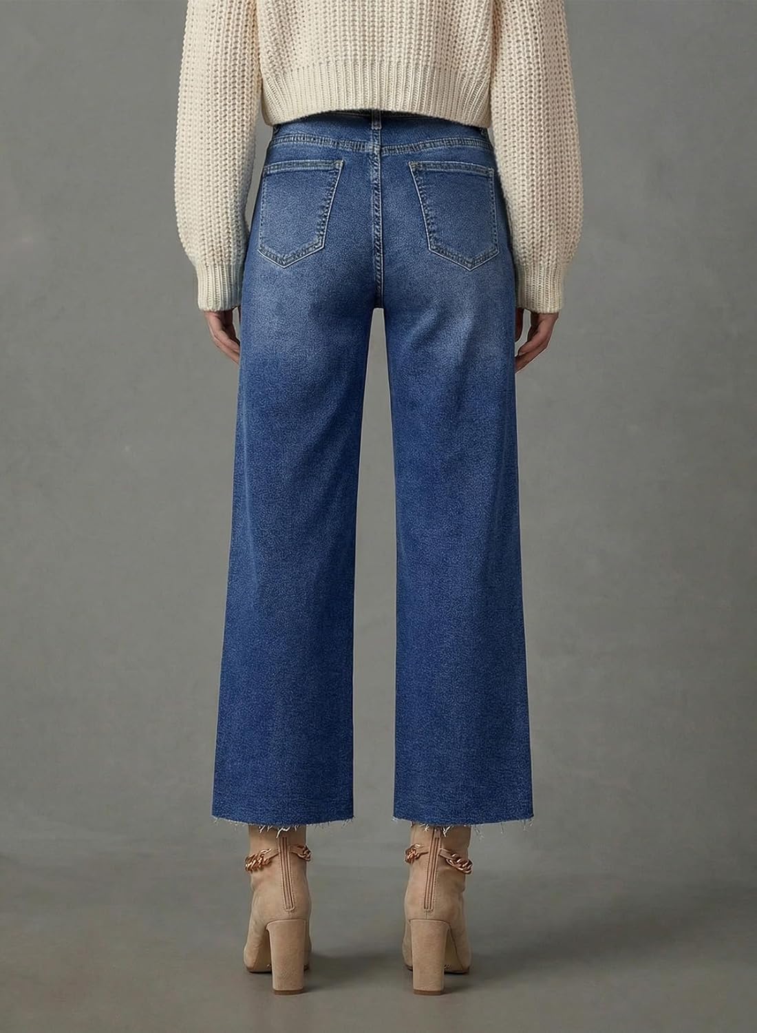 Dokotoo Womens High Waist Baggy Jeans Wide Leg Casual Petite 2026 8 Points Length Stretch Denim Pants - Image 3