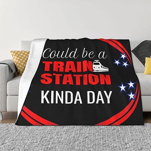 CHASLI Could be a Train Station Kinda Day Manta de Felpa Suave y cálida para cama sofá y viaje 60x50