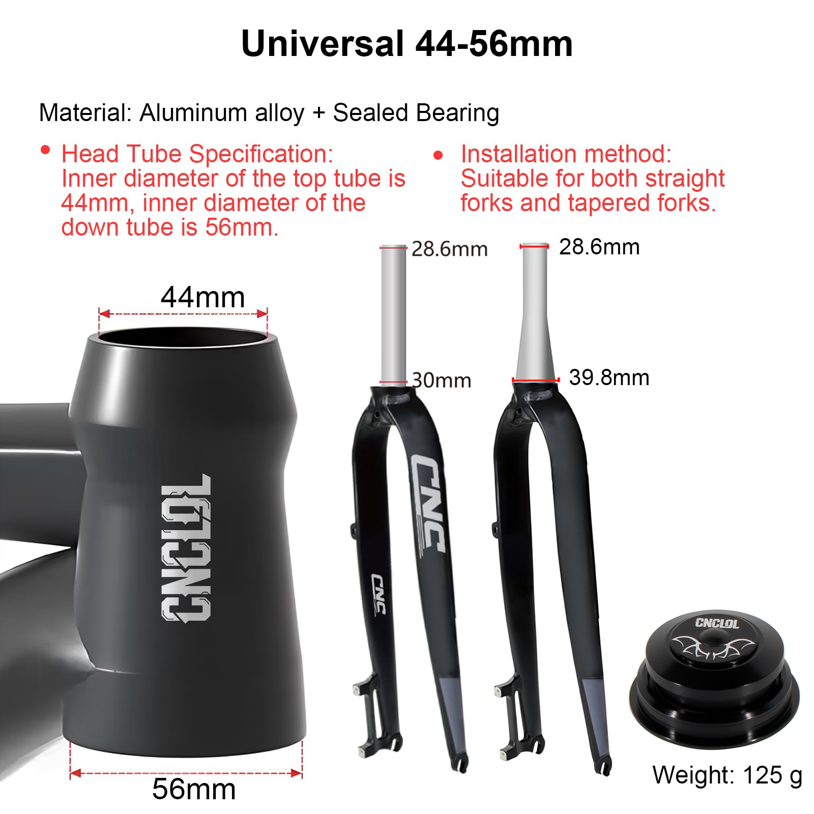 Amazon | CNC 1-1/8インチ バイクヘッドセット、44-56mm 自転車ヘッド