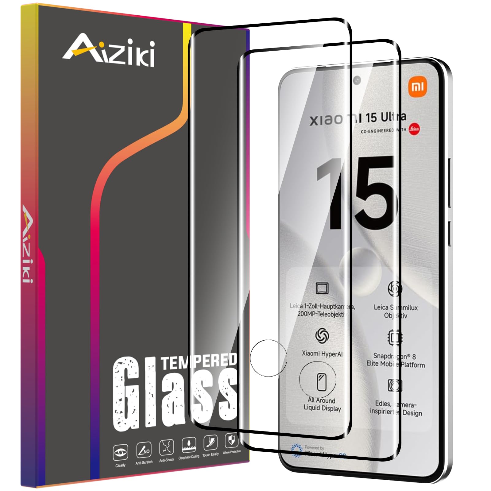 Natbok 2 2 Pack Xiaomi 15T Pro (6.8 Inch) Tempered Glass Screen