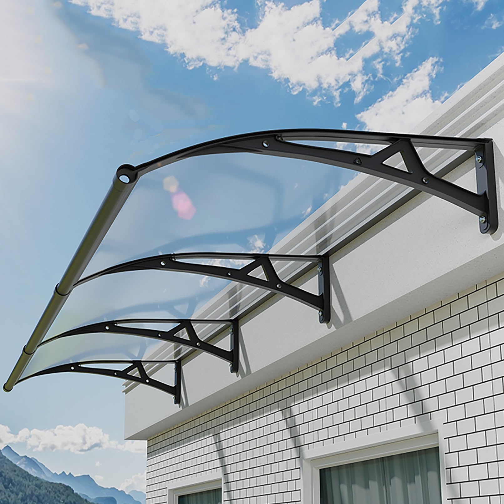 Auvent de porte pour patio et balcon protection design en polycarbonate