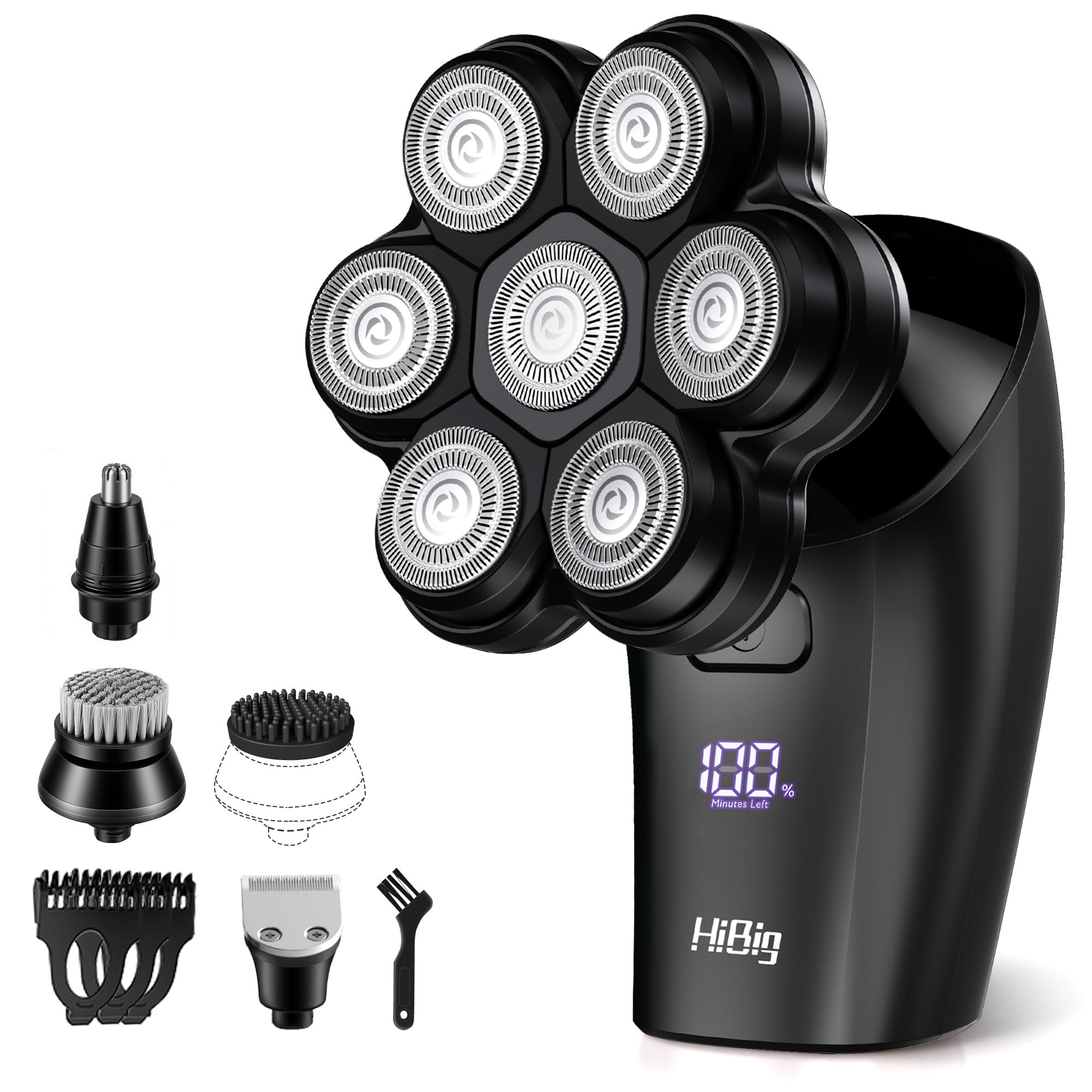 Head Shavers for Bald Men - 7D Arc Magnetic Detachable Electric Razor Waterproof Wet Dry 5-in-1 Electric Shaving