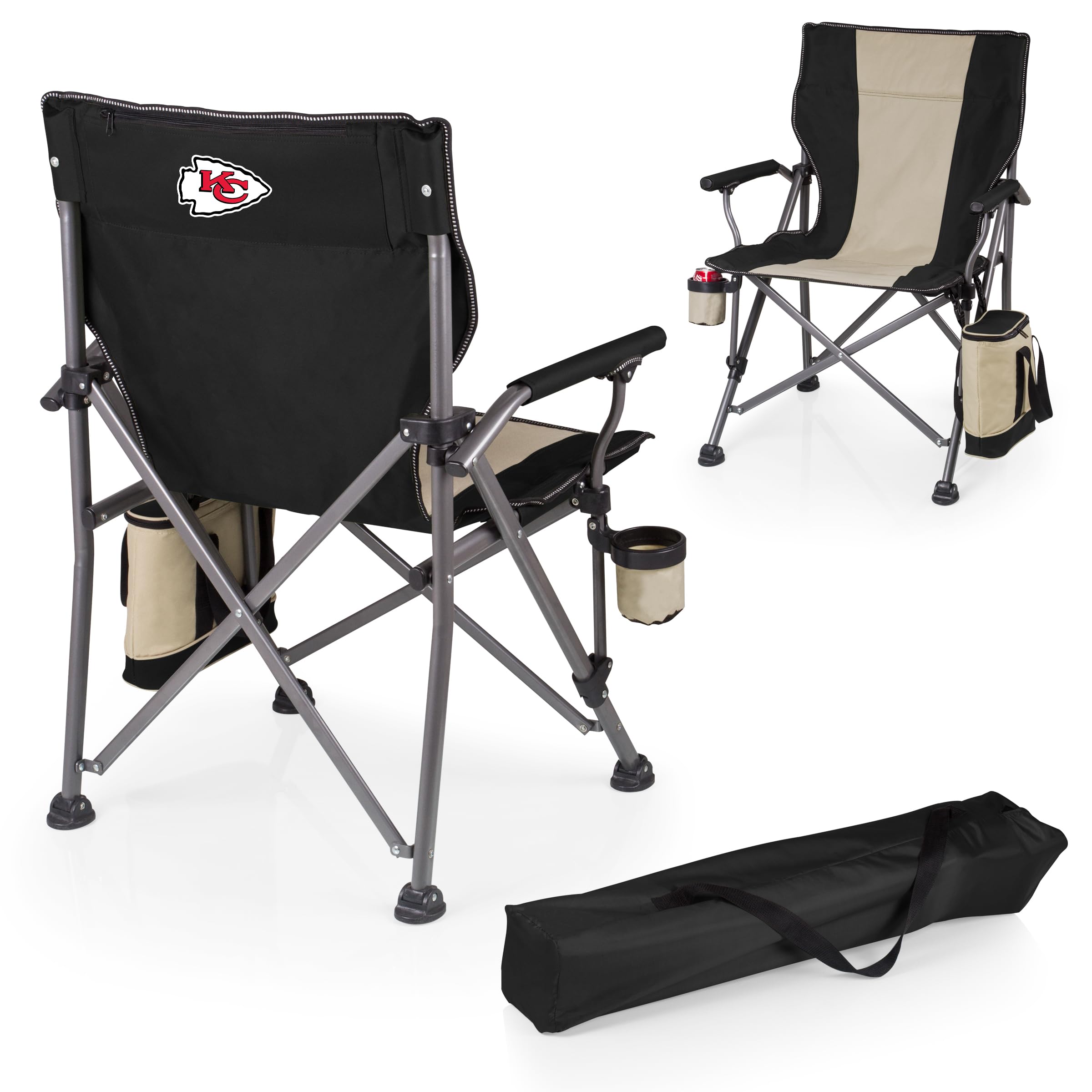 Picnic TIME NFL Unisex-Adult NFL Outlander Folding Camping Chair with Cooler, Heavy Duty Beach Chair