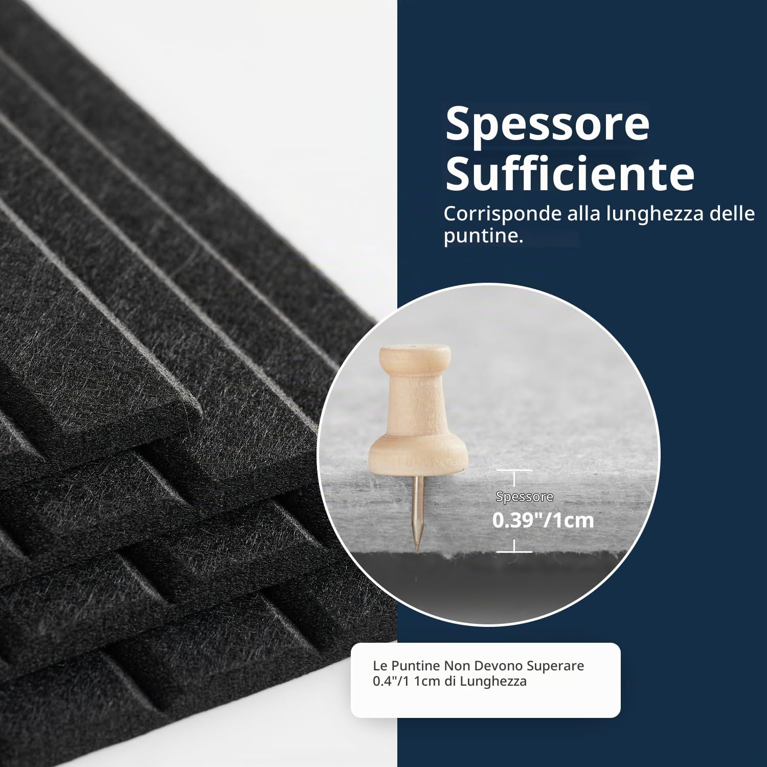 Bacheca in Feltro Autoadesiva Grande 120x90cm, 12 Pezzi, Nero