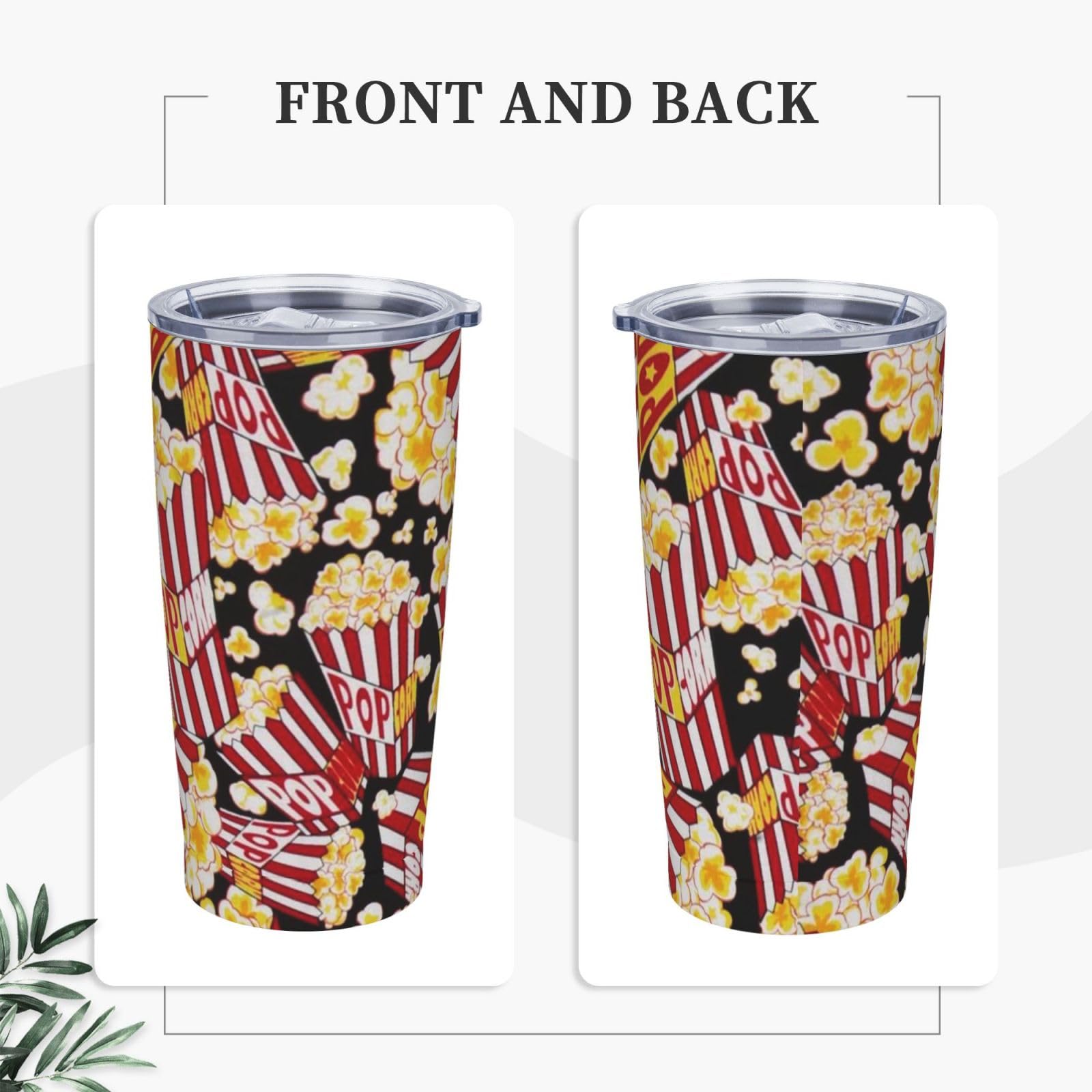 Bedruckter Edelstahlbecher mit Popcorn-Aufdruck, Auto-Becher, tragbarer Thermobecher