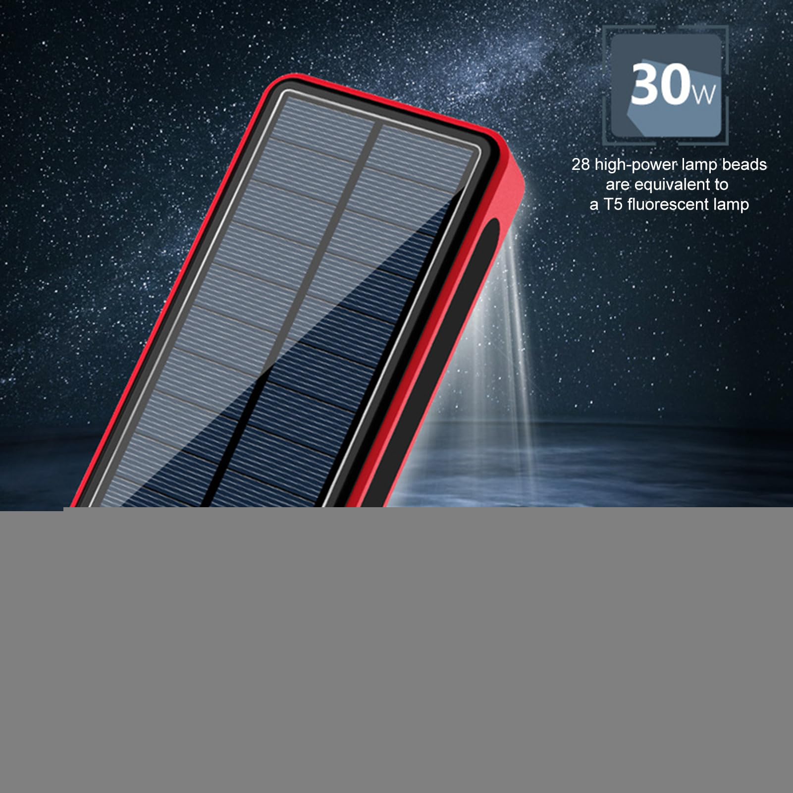 Caricabatterie Solare Cellulare Batteria Da 20000mAh Per Dispositivi | Caricatore Solare Portatile Power Bank Portatile Campeggio Escursionismo Picnic Unisex