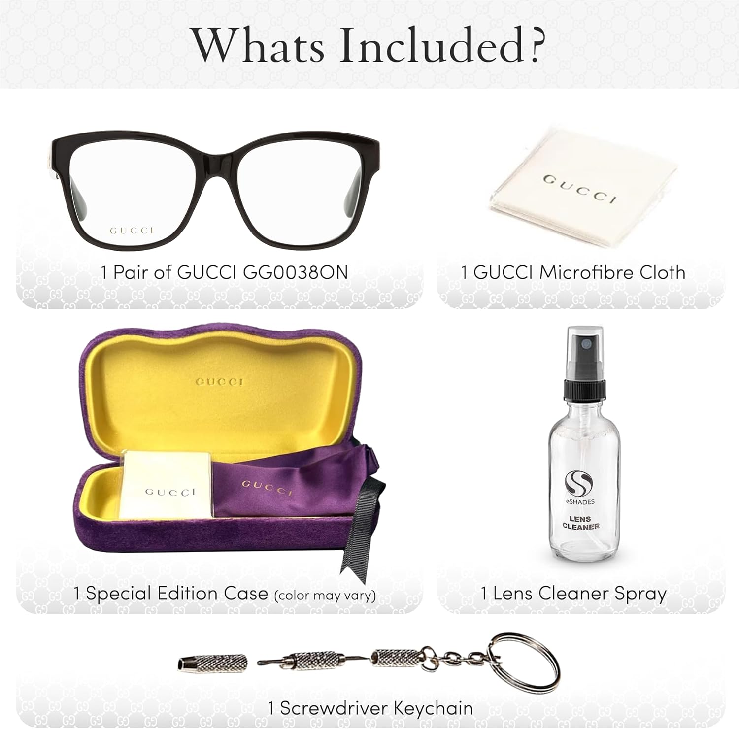 Gucci GG0038ON Designer Fashion Eyeglasses Stylish Square Frame Eyewear with Luxury eSHADES Kit - Embrace Sophistication and Elegance - Image 3