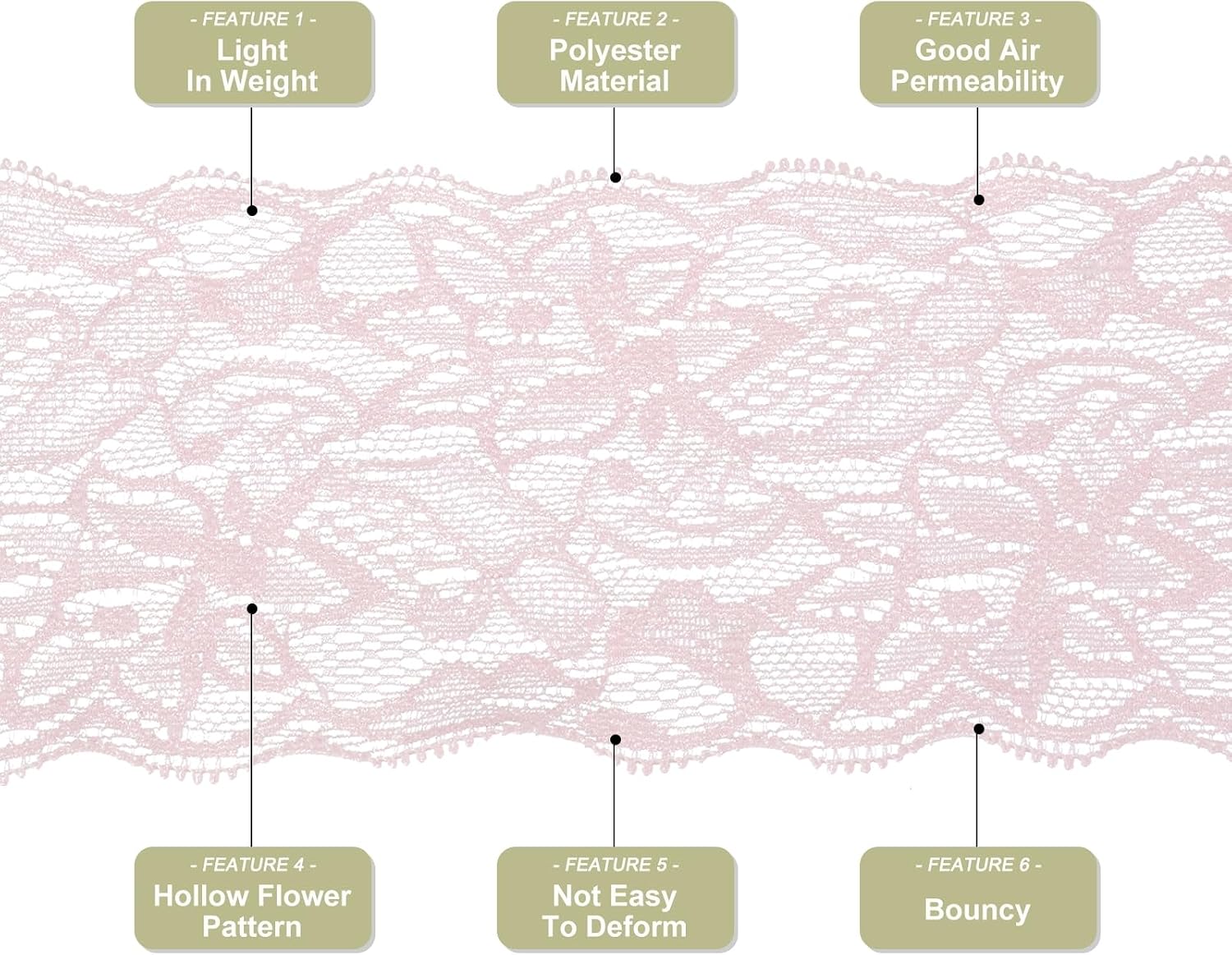 MECCANIXITY 3 Inch Wide 5 Yard Elastic Lace Ribbon Floral Pattern Dark Pink Stretch Lace Trim Embroidered Fabric for Sewing Making, and DIY Crafts, Gift Wrapping, Bouquets, Wedding Decor