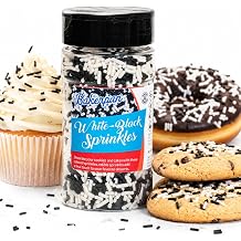 Bakerpan White-Black Jimmies Sprinkles - 6 Ounces Edible Sprinkles for Cake Decorating, Cupcakes, Ice Cream, Cake Decorations Made in USA