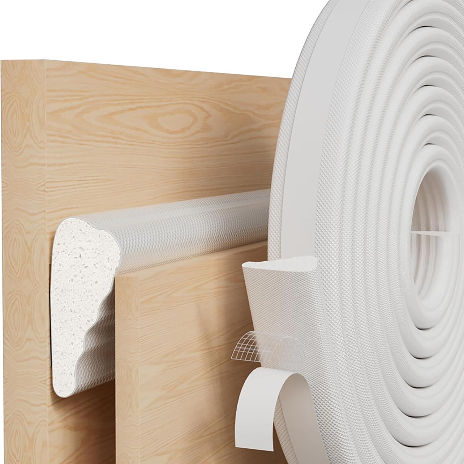 Rusoz Window Draft Excluder & Door Seal Strip - Self-Adhesive Weather Stripping for Soundproofing & Energy Saving (5m, Wedge Design)