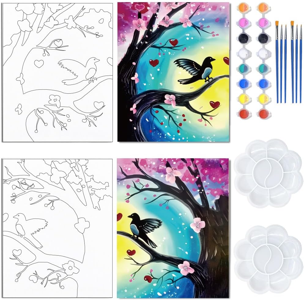 WEBEEDY Pre Drawn Canvas Bird Pre Printed Canvas Painting