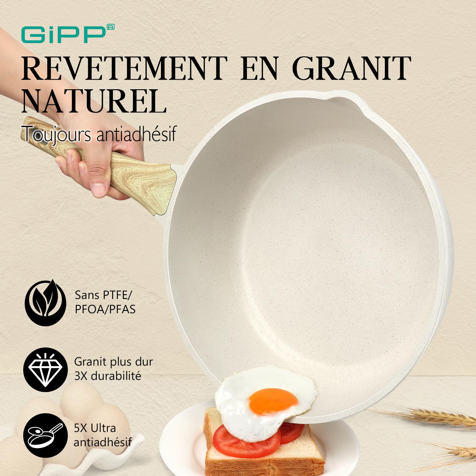 HAUSLUND® Koekenpan 28 cm antiaanbaklaag, stoofpan hoge rand met deksel, diepe pan, ovenbestendig, meerlaagse roestvrijstalen pan, geschikt voor inductie, koekenpan - koken als een professional