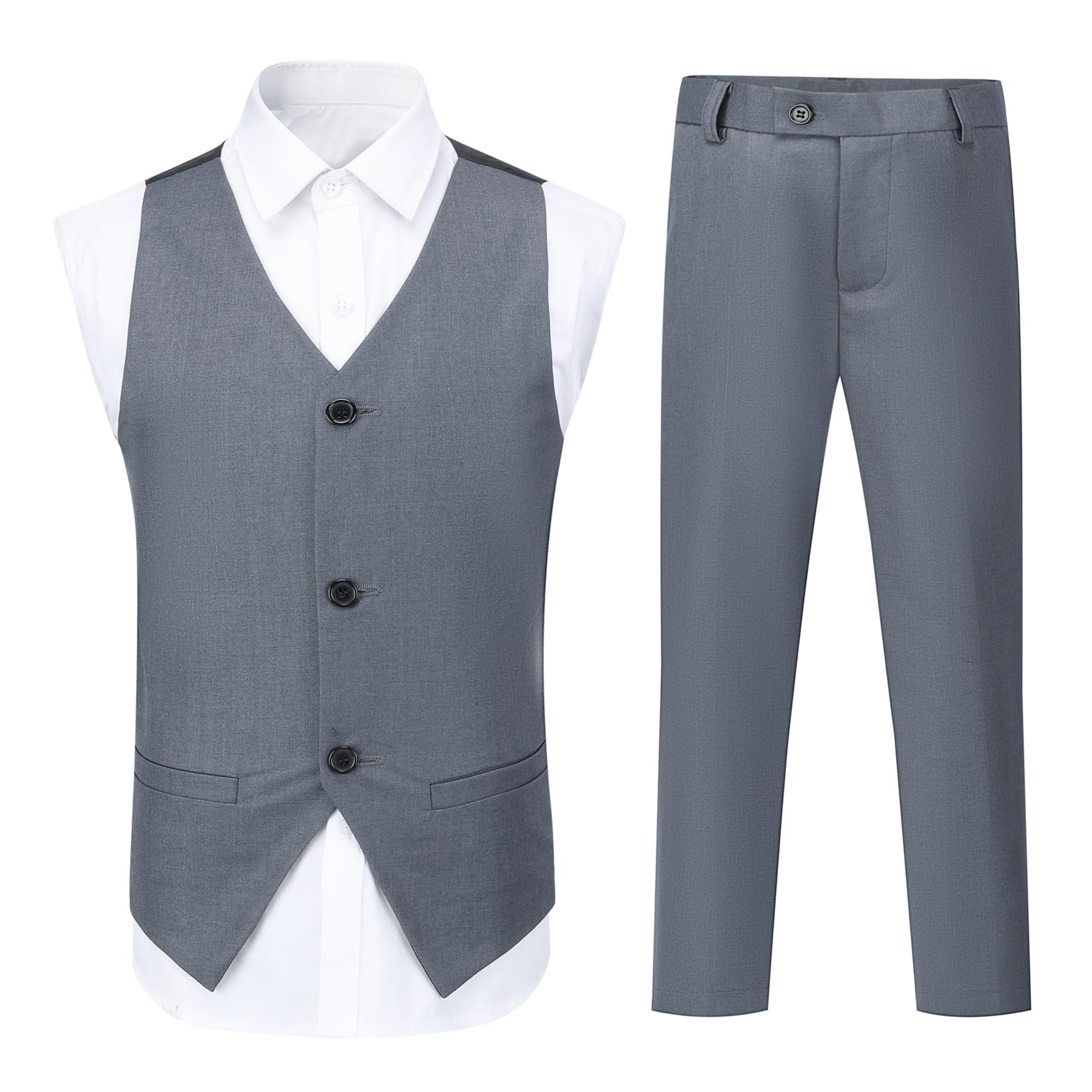 Sliktaa Jungen 3 Stück Anzüge EIN Knopf Revers Kragen Anzüge Hochzeit Geburtstag Party Prom Performance Anzug Blazer Weste Hose Multicolour